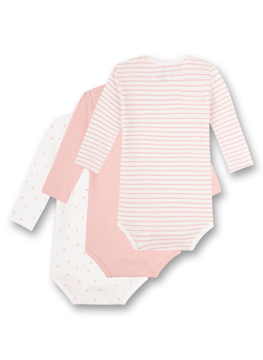 Sanetta Body Langarm (Dreierpack) Rosa Ringel Rosa Und Weiß