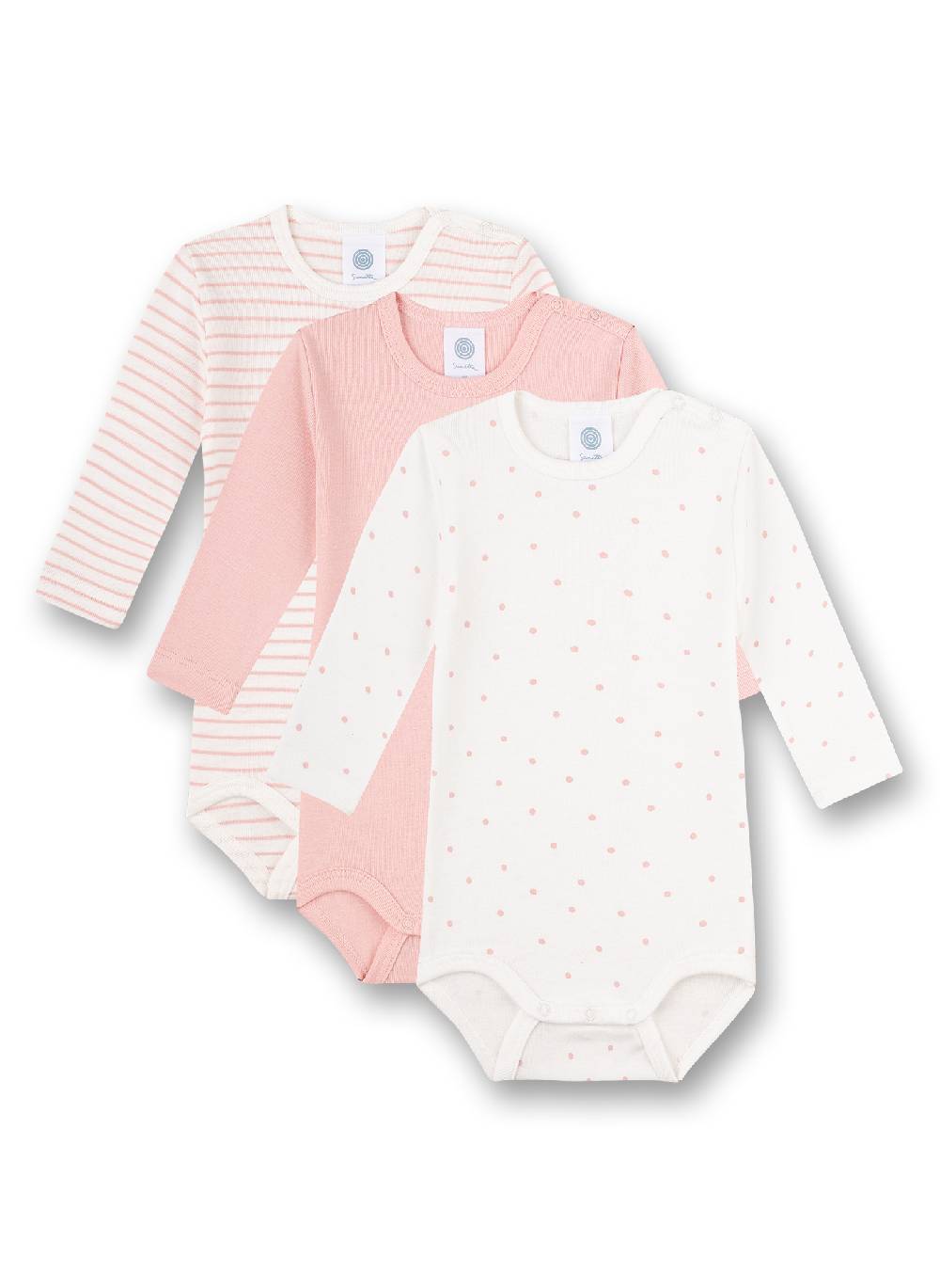 Sanetta Body langarm (Dreierpack) Rosa Ringel Rosa und Weiß
