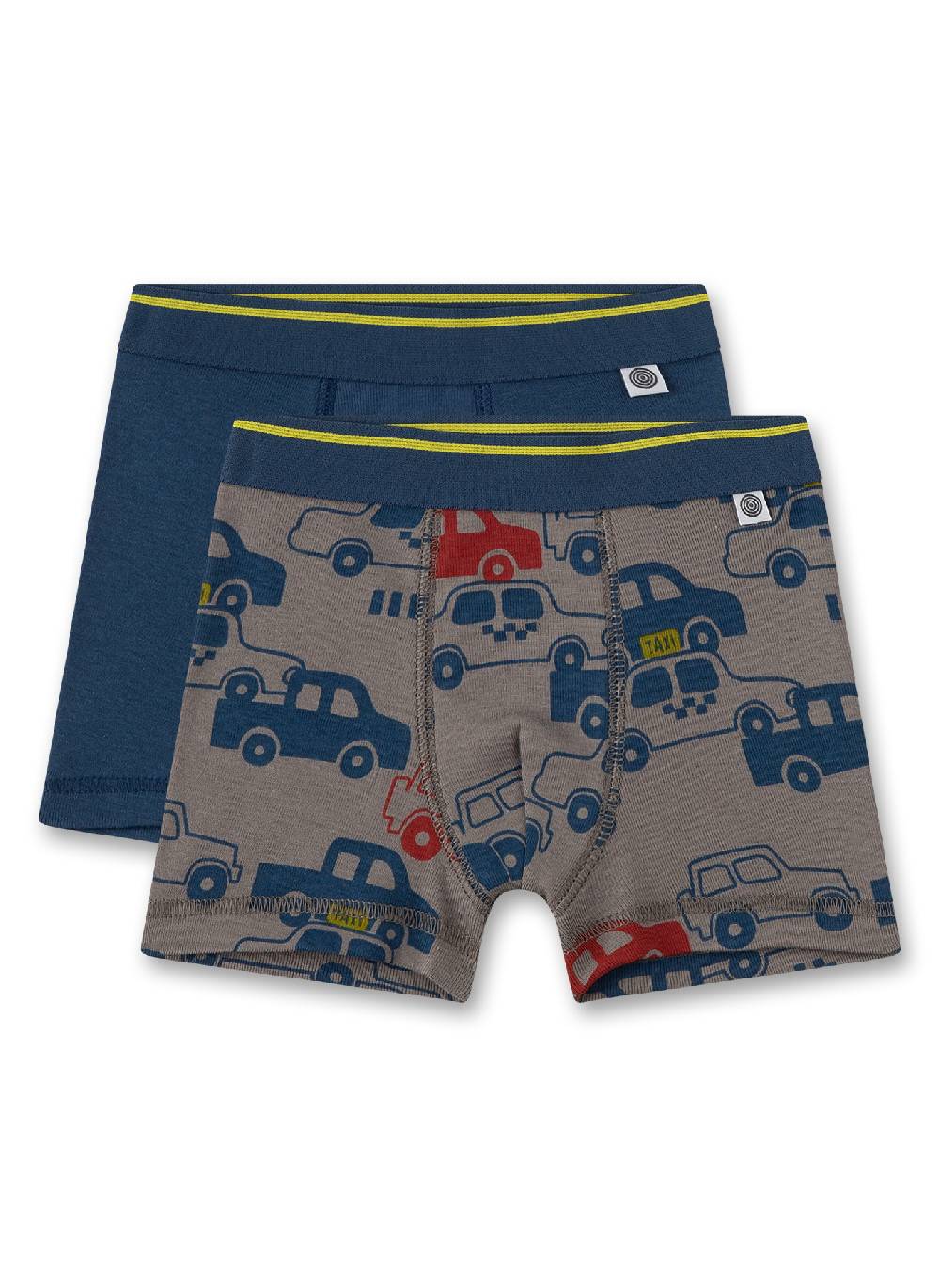 Sanetta Jungen-Hipshorts (Doppelpack) Grau mit Autos und Dunkelblau