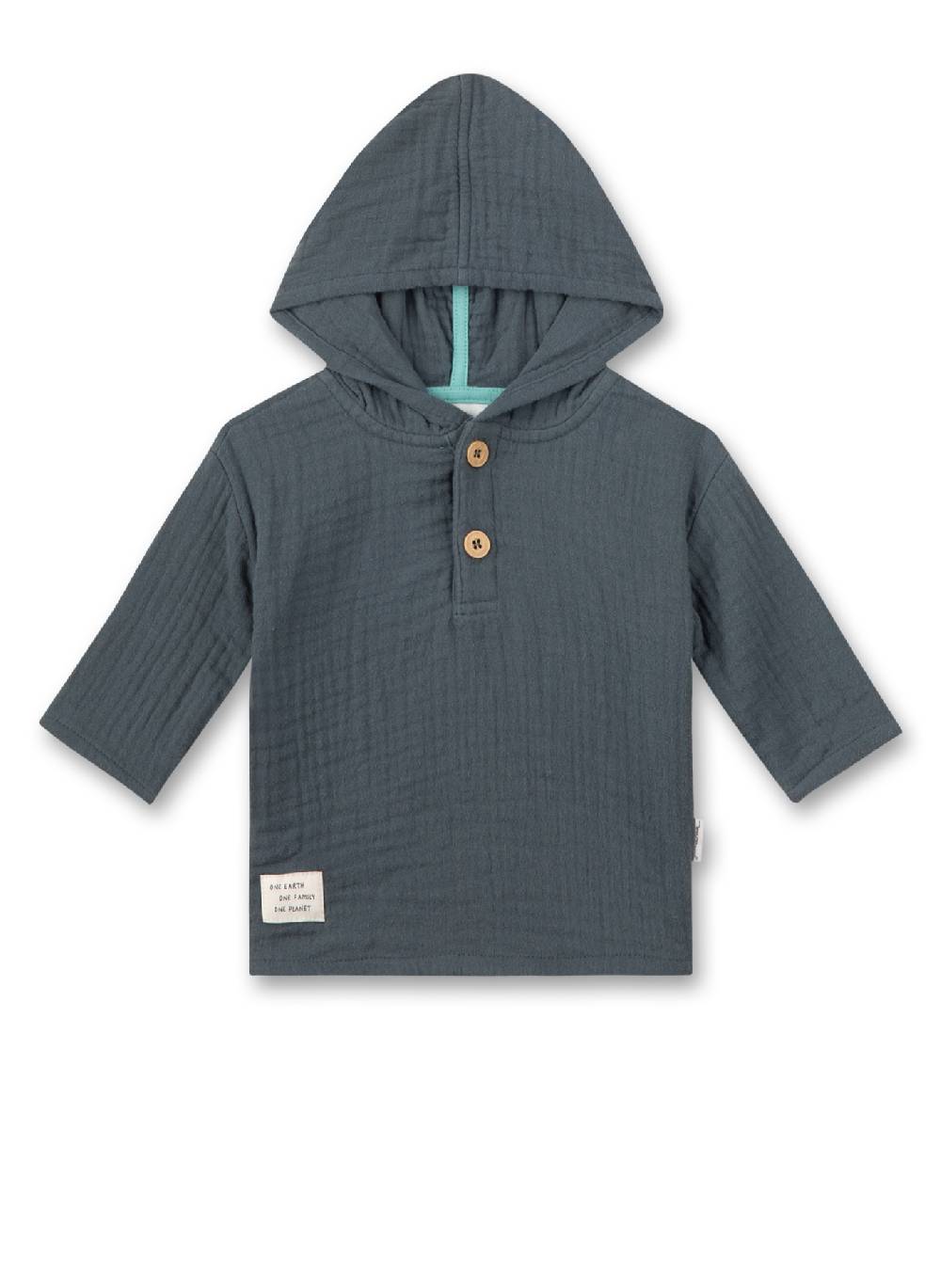 Sanetta Jungen-Langarmshirt Mit Kapuze Dunkelblau Aus Musselin