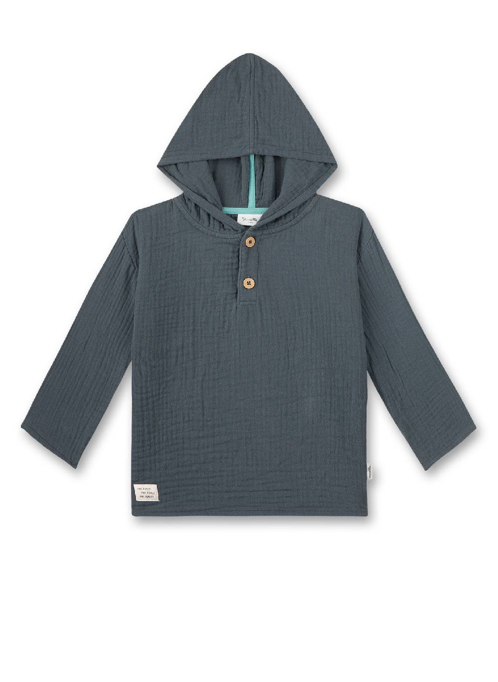 Sanetta Jungen-Langarmshirt mit Kapuze Dunkelblau aus Musselin