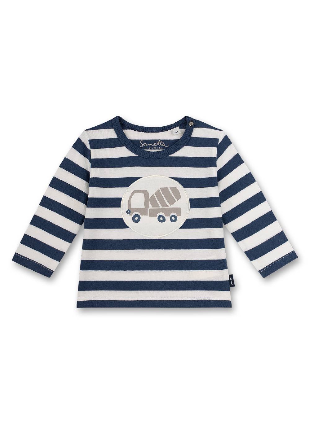Sanetta Jungen-Shirt langarm Off-White Ringel Little Builder