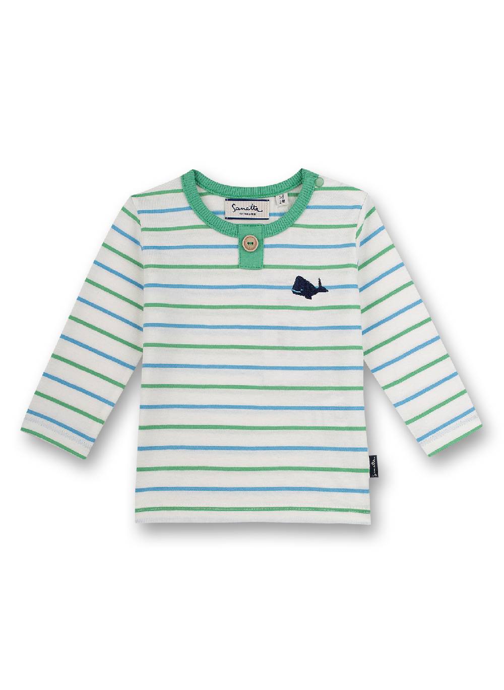 Sanetta Jungen-Shirt langarm Off-White Ringel Little Whale
