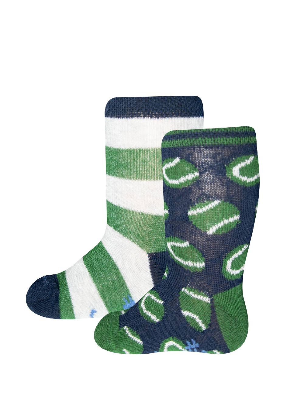 Sanetta Jungen-Socken (Doppelpack) Dunkelblau und Grün-geringelt