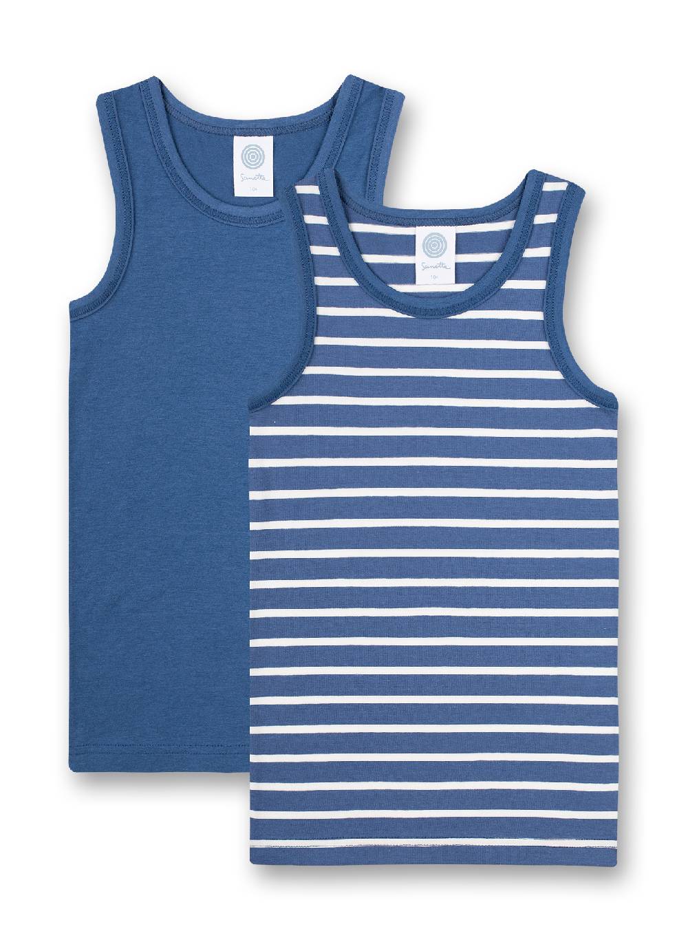 Sanetta Jungen-Unterhemd (Doppelpack) Blau und Blau Ringel