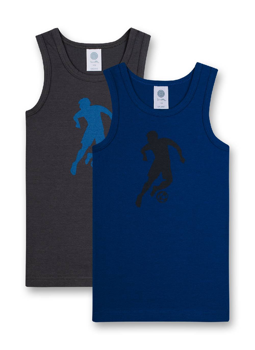 Sanetta Jungen-Unterhemd (Doppelpack) Blau und Dunkelgrau Fußball