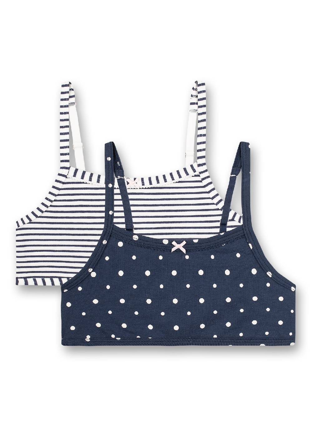 Sanetta Mädchen-Bustier (Doppelpack) Dunkelblau Dots und Ringel