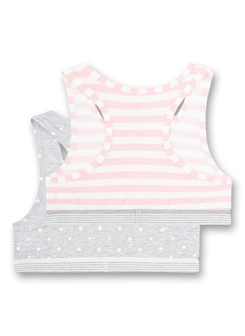 Sanetta Mädchen-Bustier (Doppelpack) Graumelange Dots-Allover Und Rosa Ringel