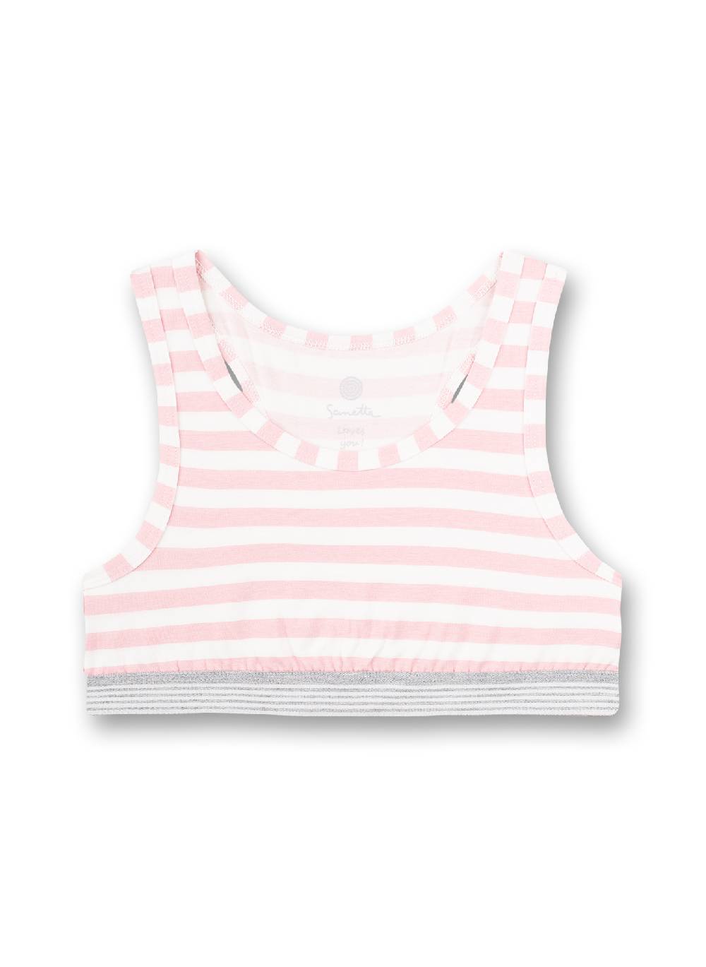 Sanetta Mädchen-Bustier (Doppelpack) Graumelange Dots-Allover Und Rosa Ringel