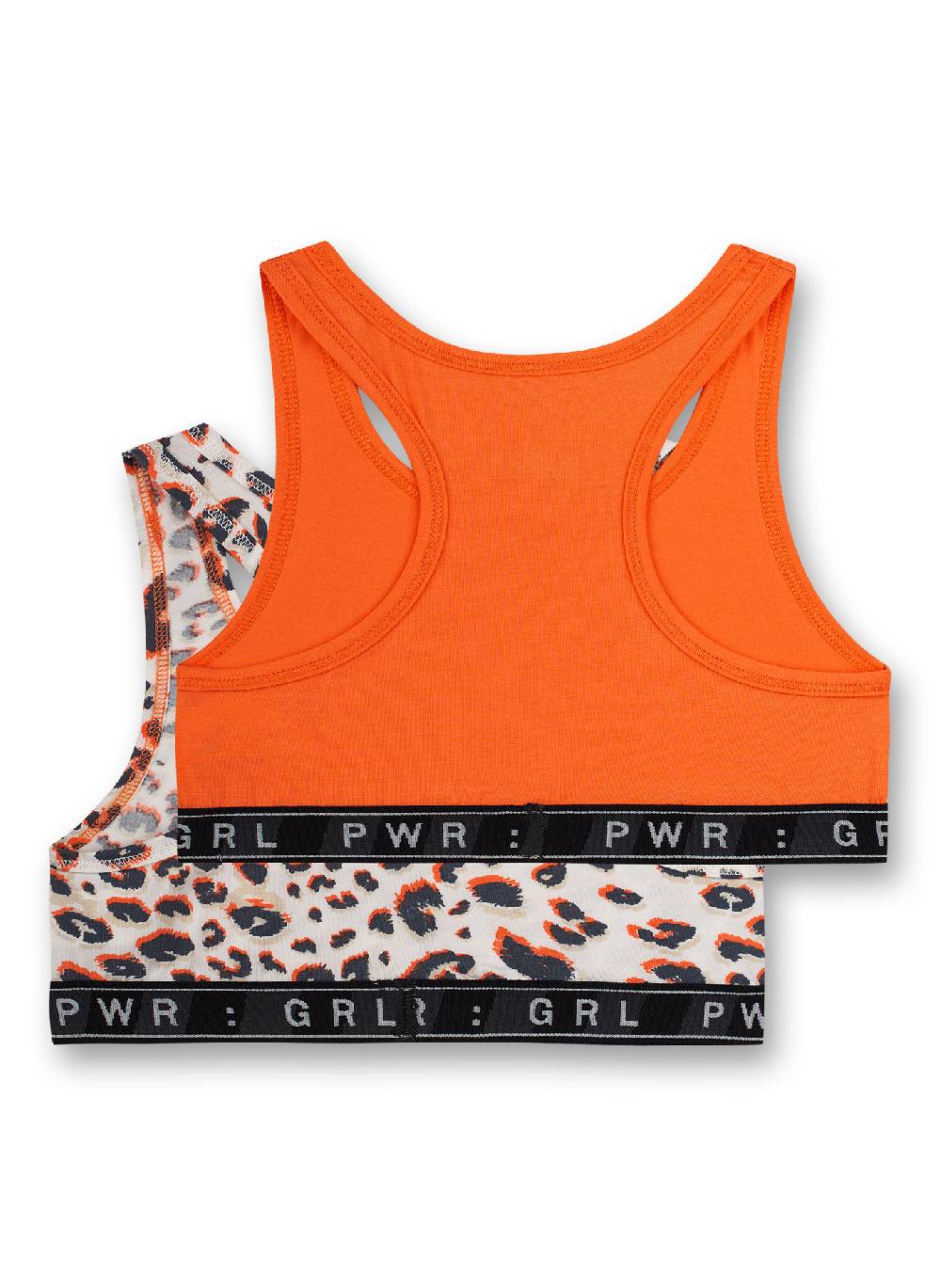 Sanetta Mädchen-Bustier (Doppelpack) Leo-Allover Und Orange Athleisure