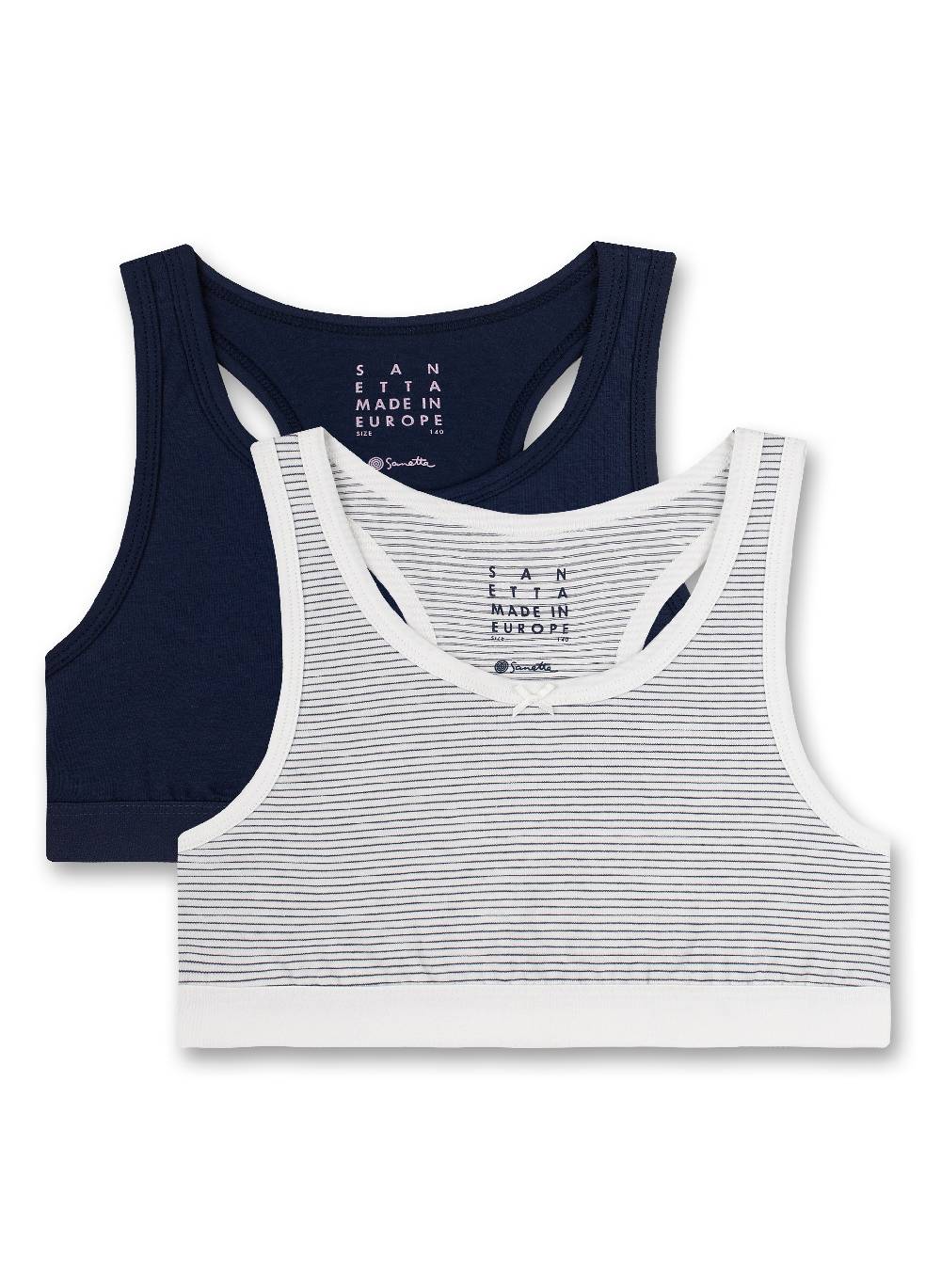 Sanetta Mädchen-Bustier (Doppelpack) Off-White und Dunkelblau