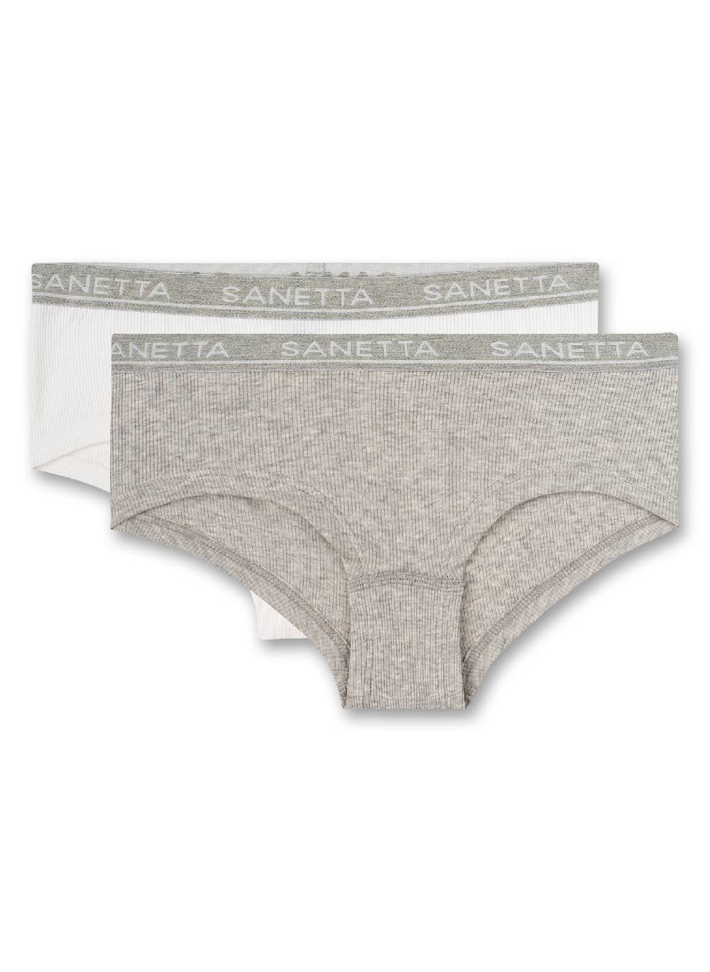 Sanetta Mädchen-Cutbrief (Doppelpack) Graumelange und Weiß
