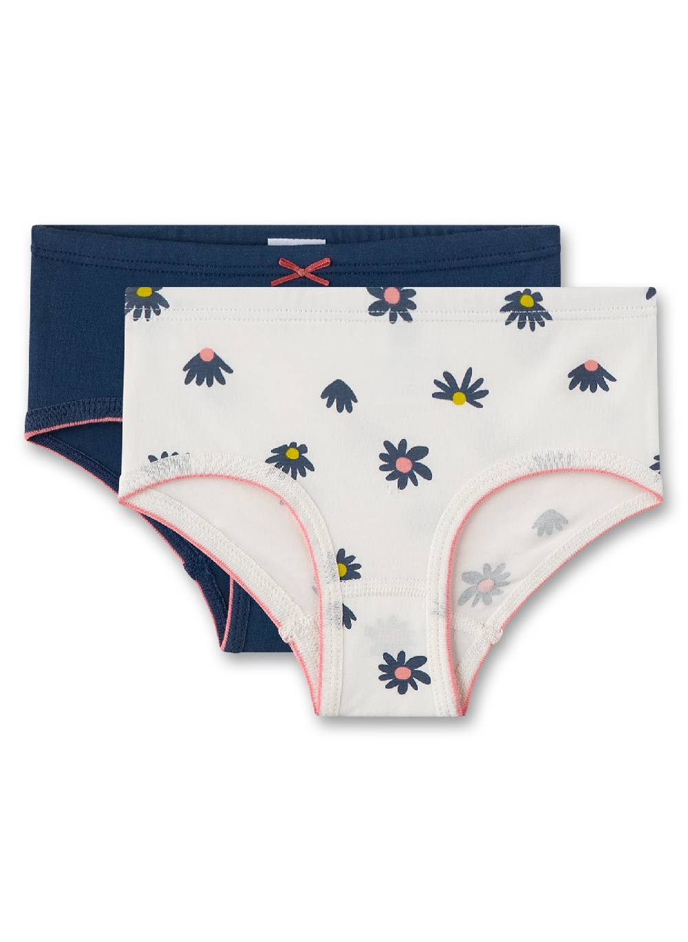 Sanetta Mädchen-Hipslip (Doppelpack) Dunkelblau & Beige mit Blumen
