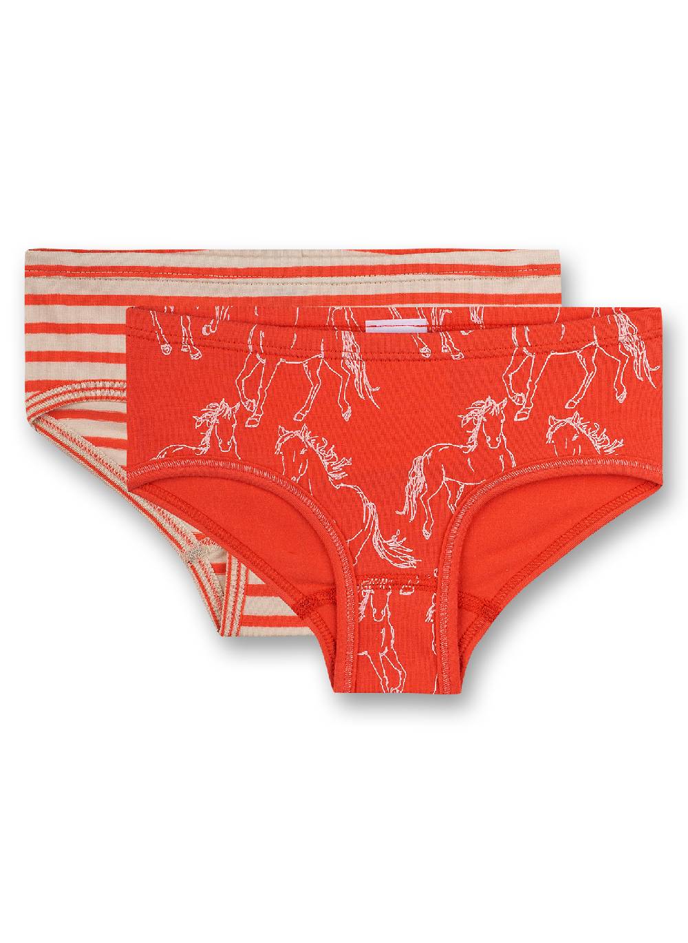 Sanetta Mädchen-Hüftslip (Doppelpack) Orange und Ringel Flashy Horse