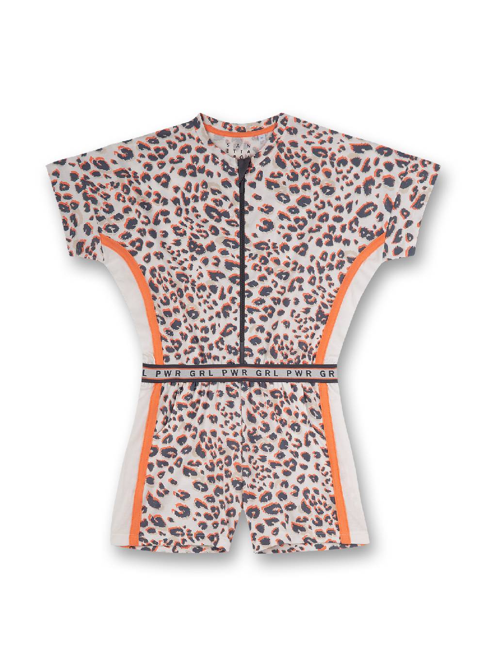 Sanetta Mädchen-Jumpsuit Grau Leo-Allover Athleisure