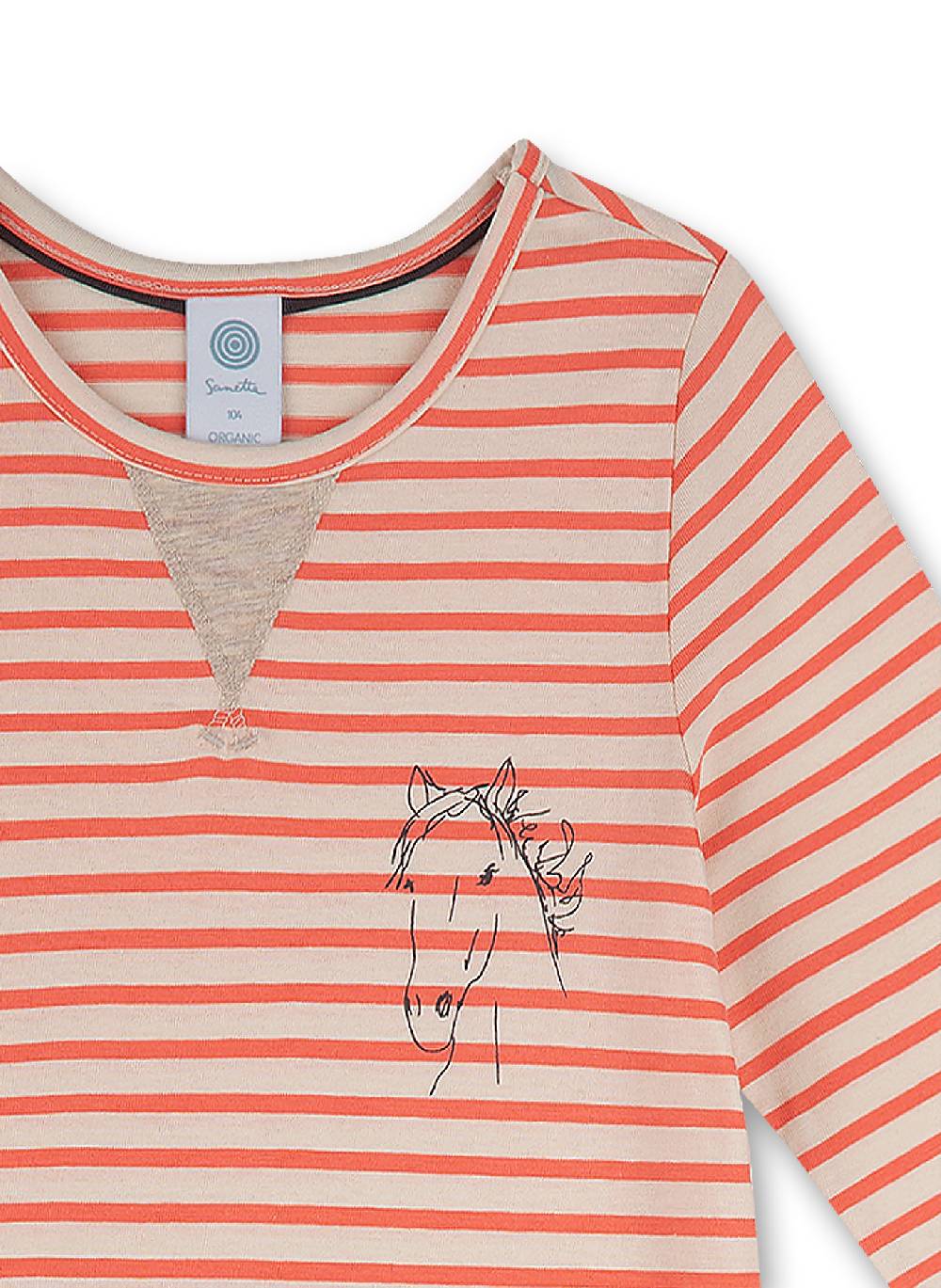 Sanetta Mädchen-Nachthemd Orange Ringel Flashy Horse