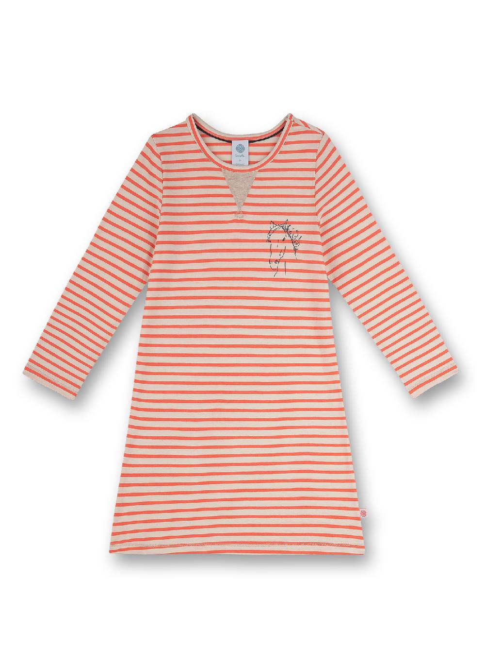 Sanetta Mädchen-Nachthemd Orange Ringel Flashy Horse