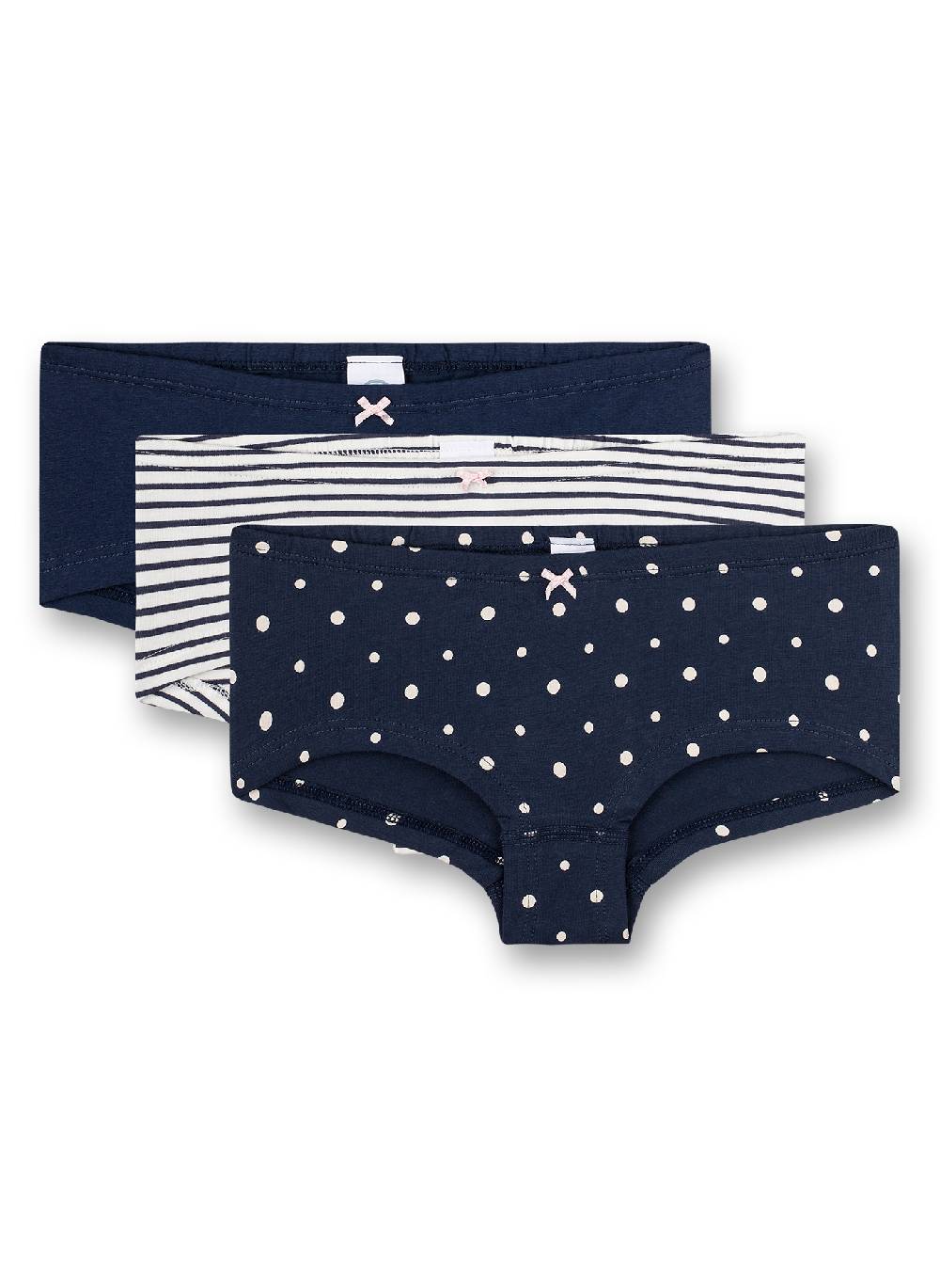 Sanetta Mädchen-Pantys (Dreierpack) Dunkelblauer Dots-Allover und Dunkelblau