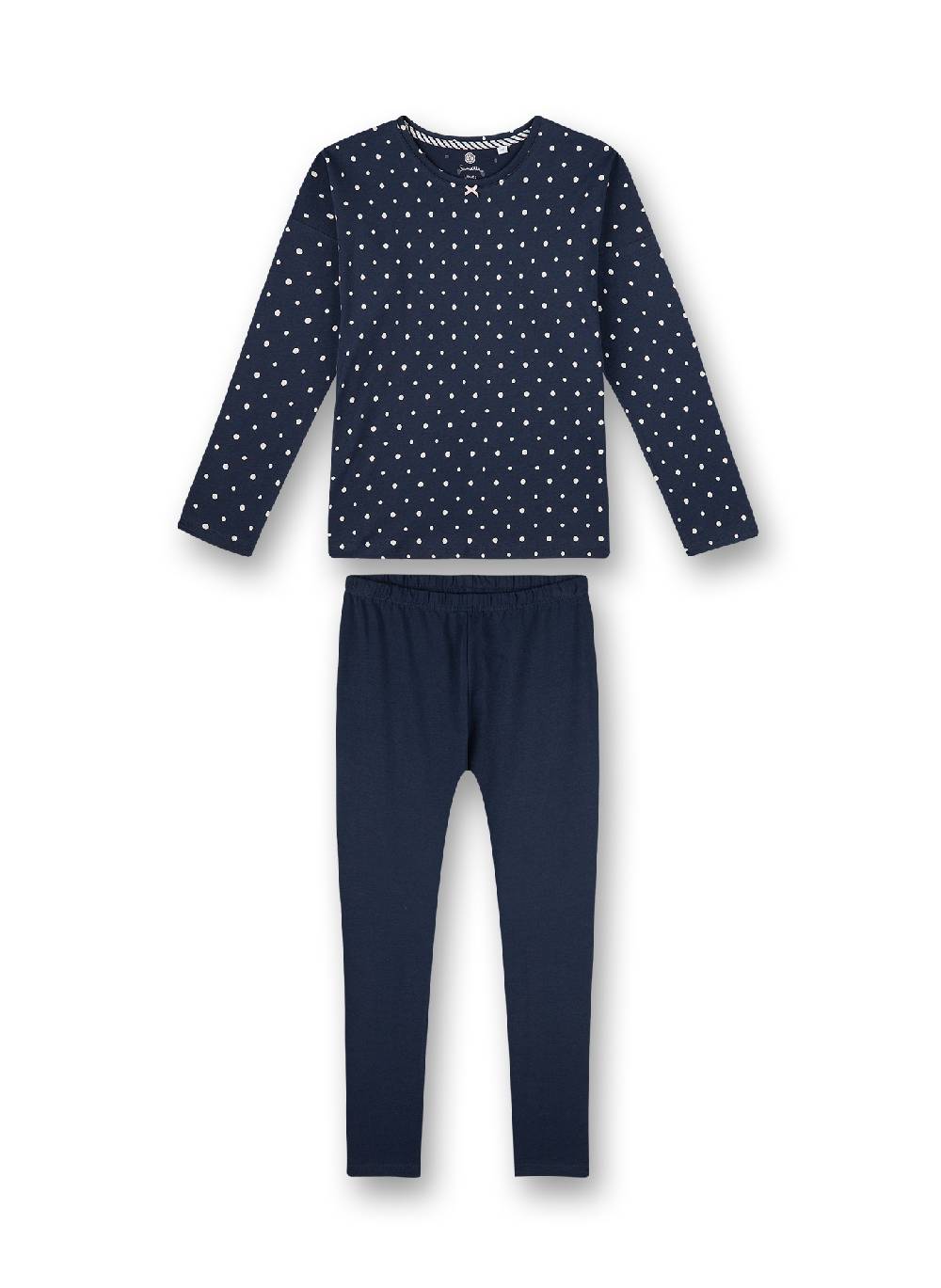 Sanetta Mädchen-Schlafanzug Dunkelblau Dots-Allover