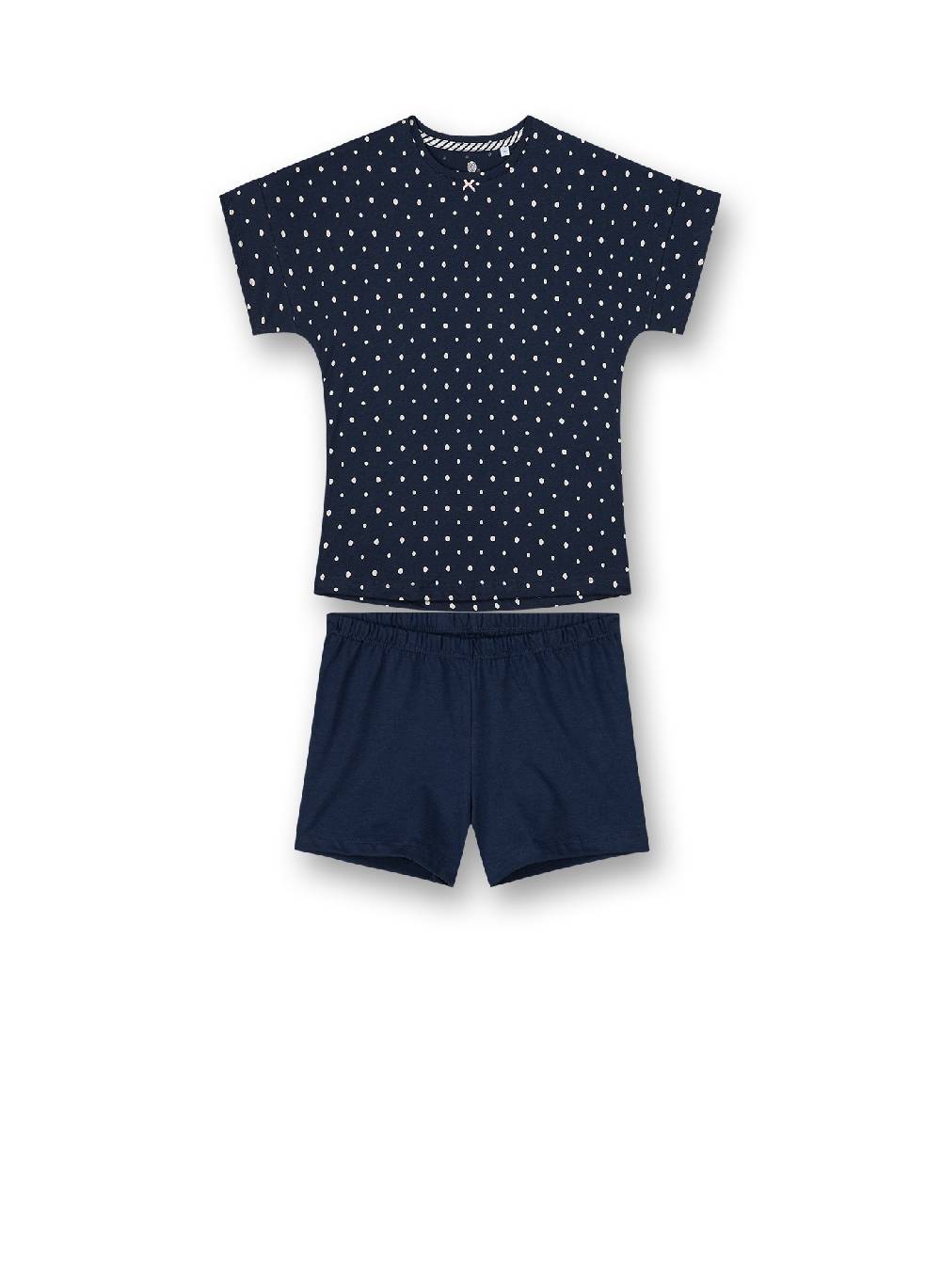 Sanetta Mädchen-Schlafanzug kurz Dunkelblau Dots-Allover
