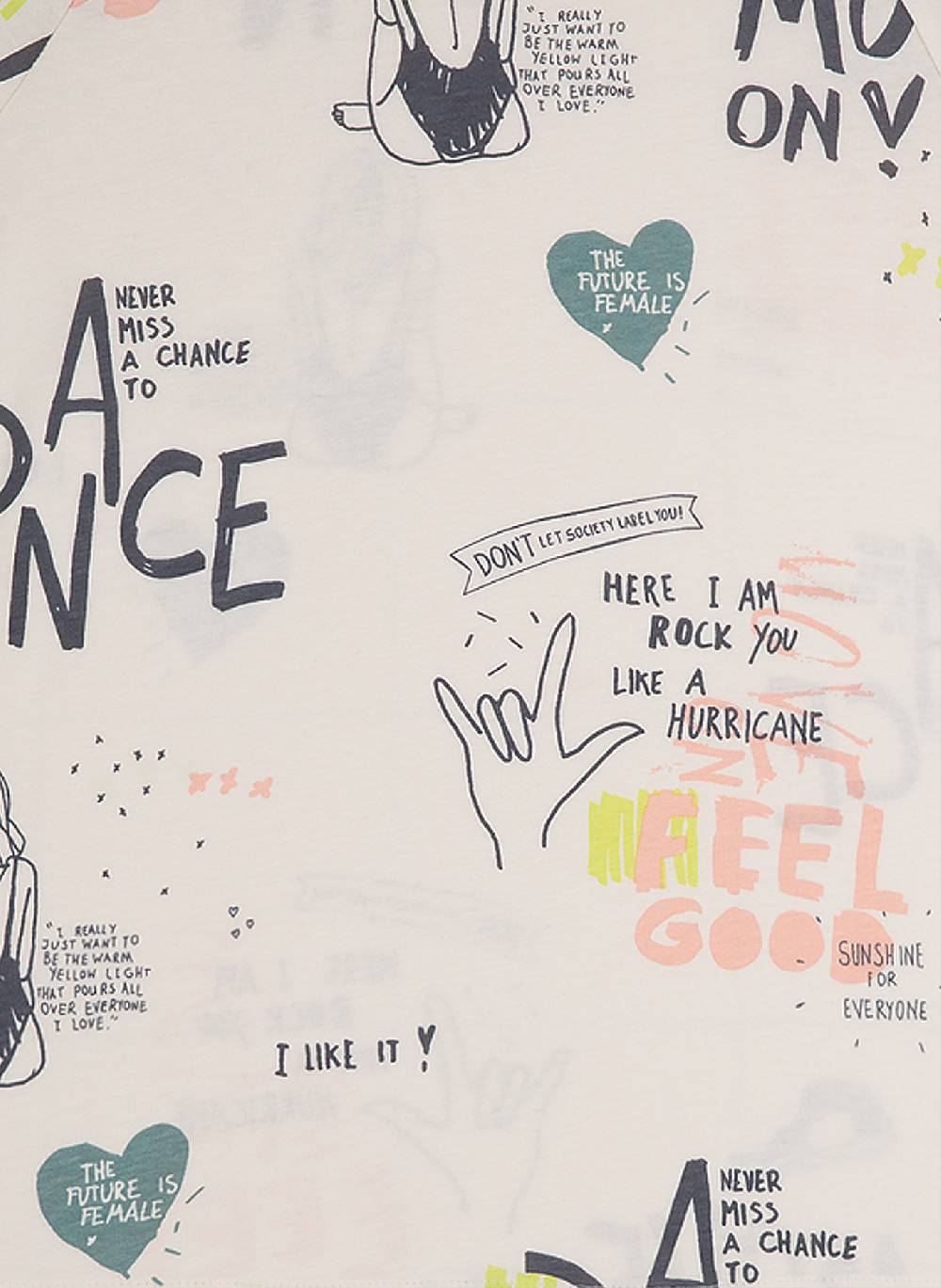 Sanetta Mädchen-Schlafanzug Kurz Off-White Eyes See You