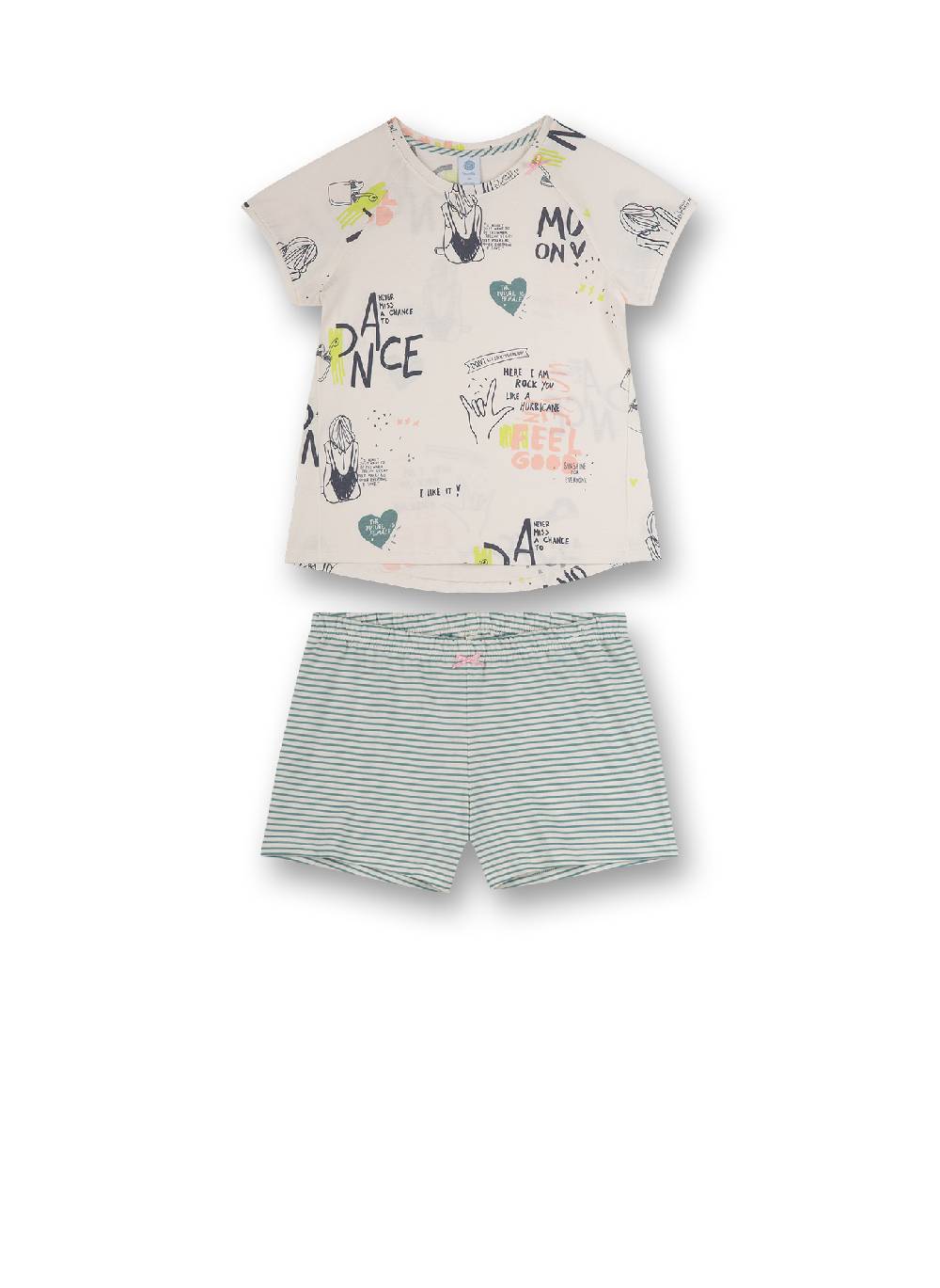 Sanetta Mädchen-Schlafanzug kurz Off-White Eyes See You