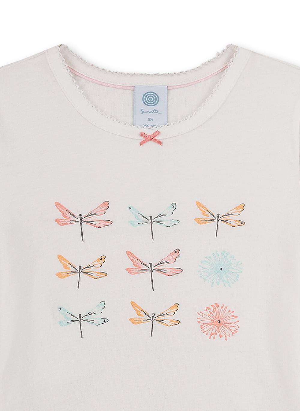 Sanetta Mädchen-Schlafanzug Kurz Off-White Shiny Dragonfly