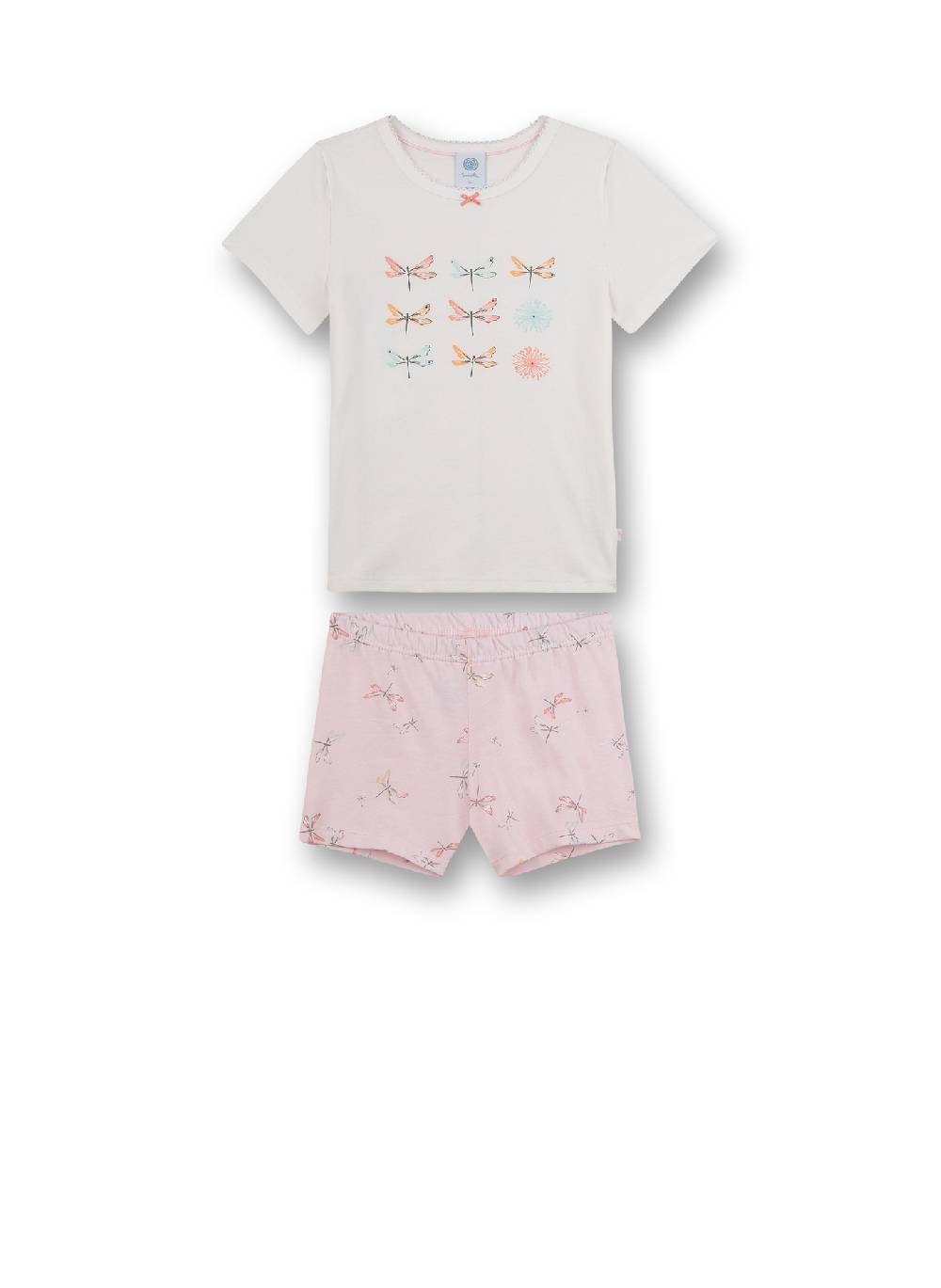 Sanetta Mädchen-Schlafanzug kurz Off-White Shiny Dragonfly