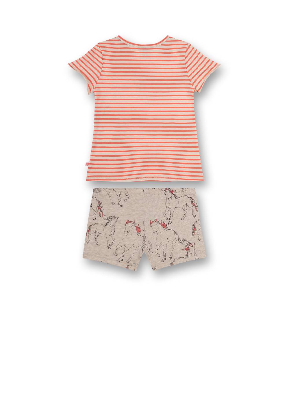 Sanetta Mädchen-Schlafanzug Kurz Orange Ringel Flashy Horse