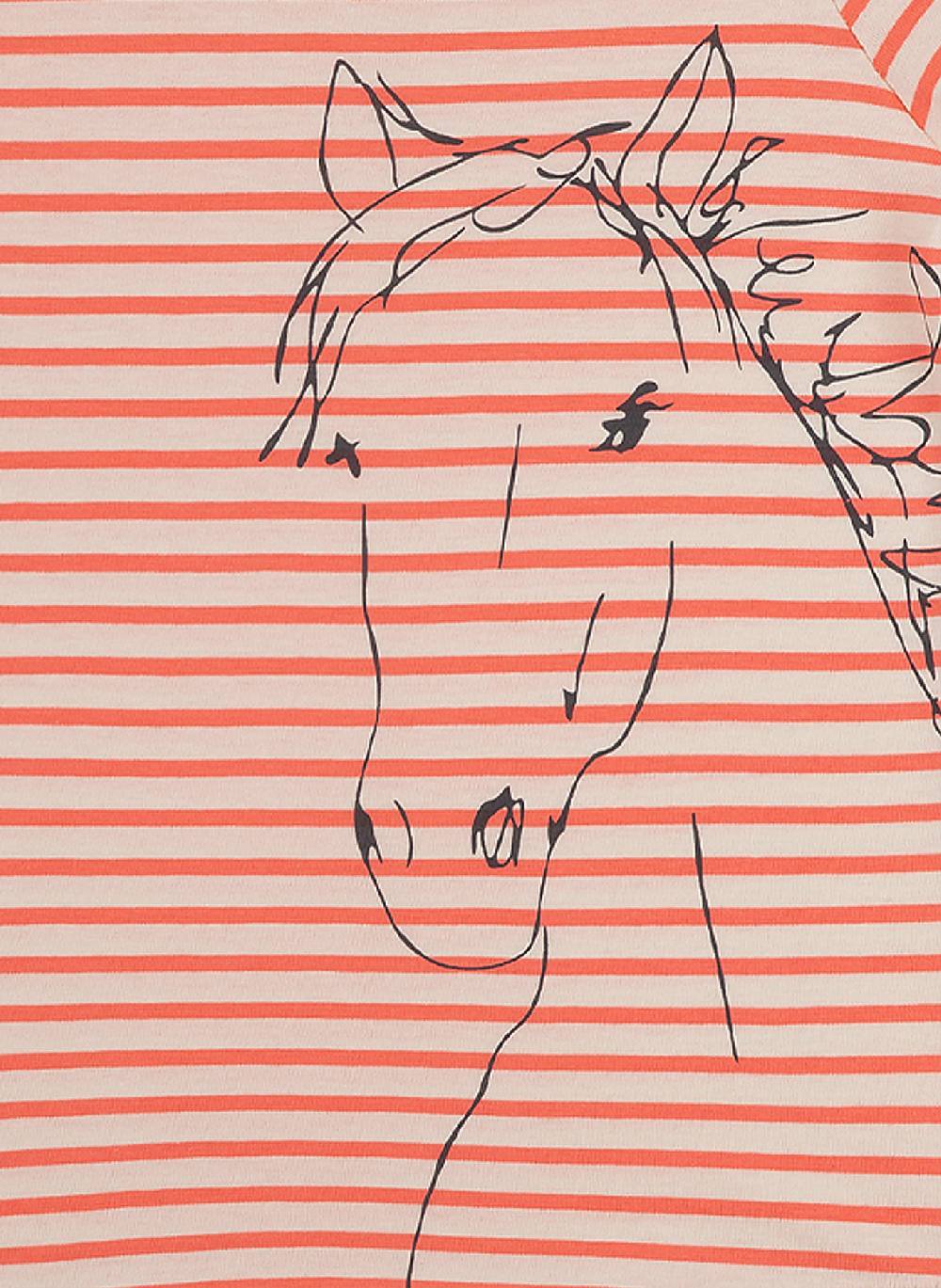 Sanetta Mädchen-Schlafanzug Kurz Orange Ringel Flashy Horse