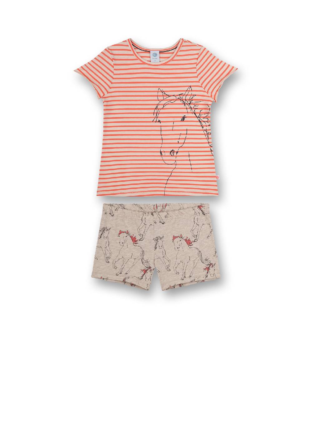 Sanetta Mädchen-Schlafanzug kurz Orange Ringel Flashy Horse
