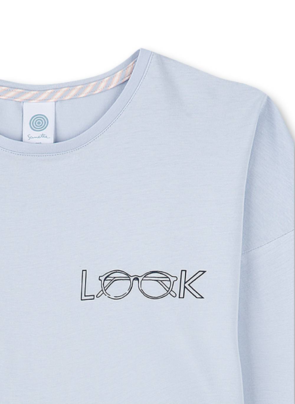 Sanetta Mädchen-Schlafanzug Lang Blau Glasses And Stripes