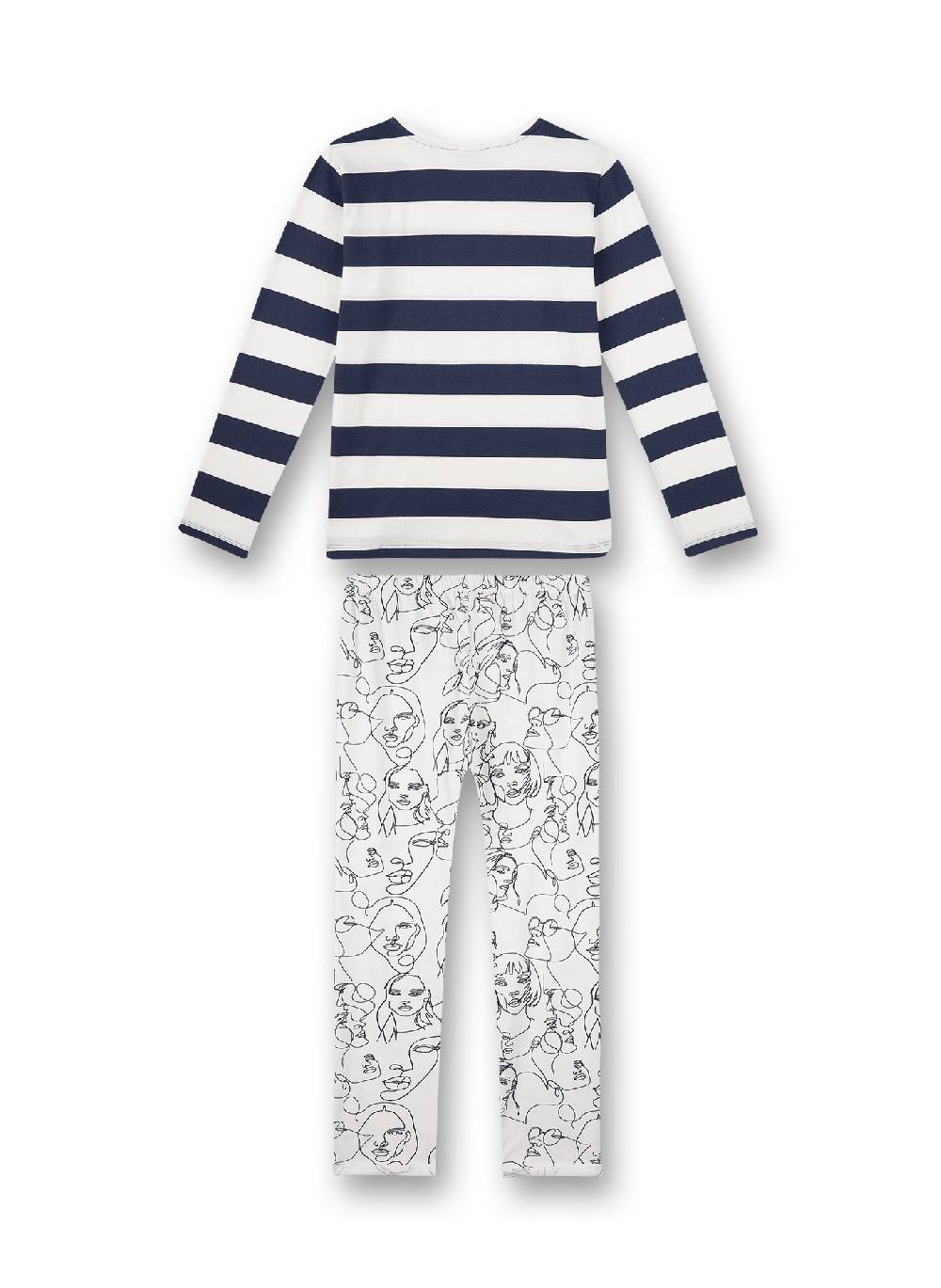 Sanetta Mädchen-Schlafanzug Lang Dunkelblau Glasses And Stripes