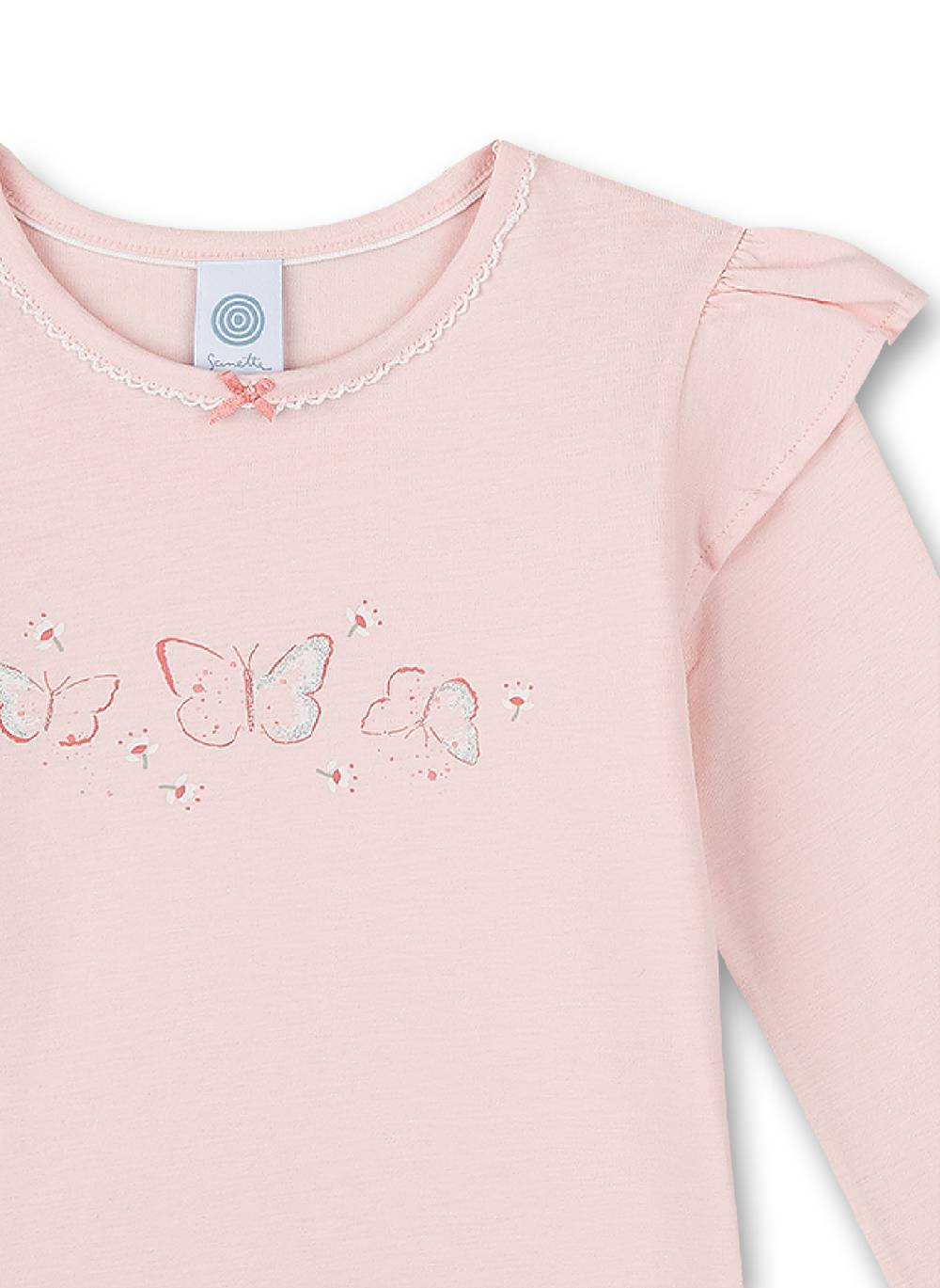 Sanetta Mädchen-Schlafanzug Lang Rosa Flowers And Butterflies