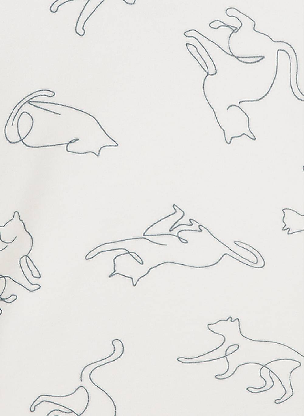 Sanetta Mädchen-Schlafanzug Off-White Aus Nicki Fancy Cat