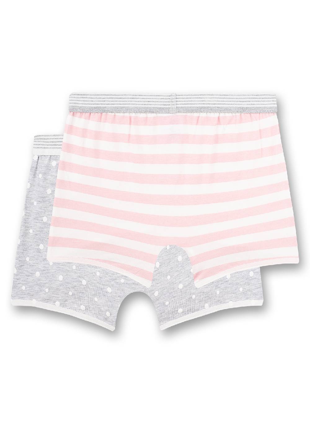 Sanetta Mädchen-Shorts (Doppelpack) Graumelange Dots-Allover Und Rosa Ringel