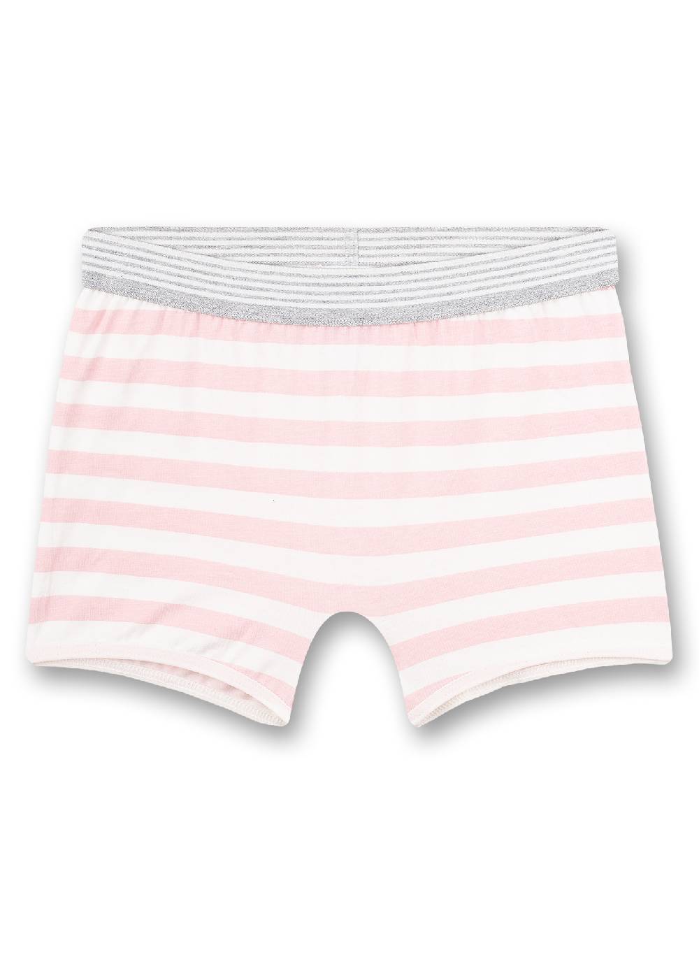 Sanetta Mädchen-Shorts (Doppelpack) Graumelange Dots-Allover Und Rosa Ringel