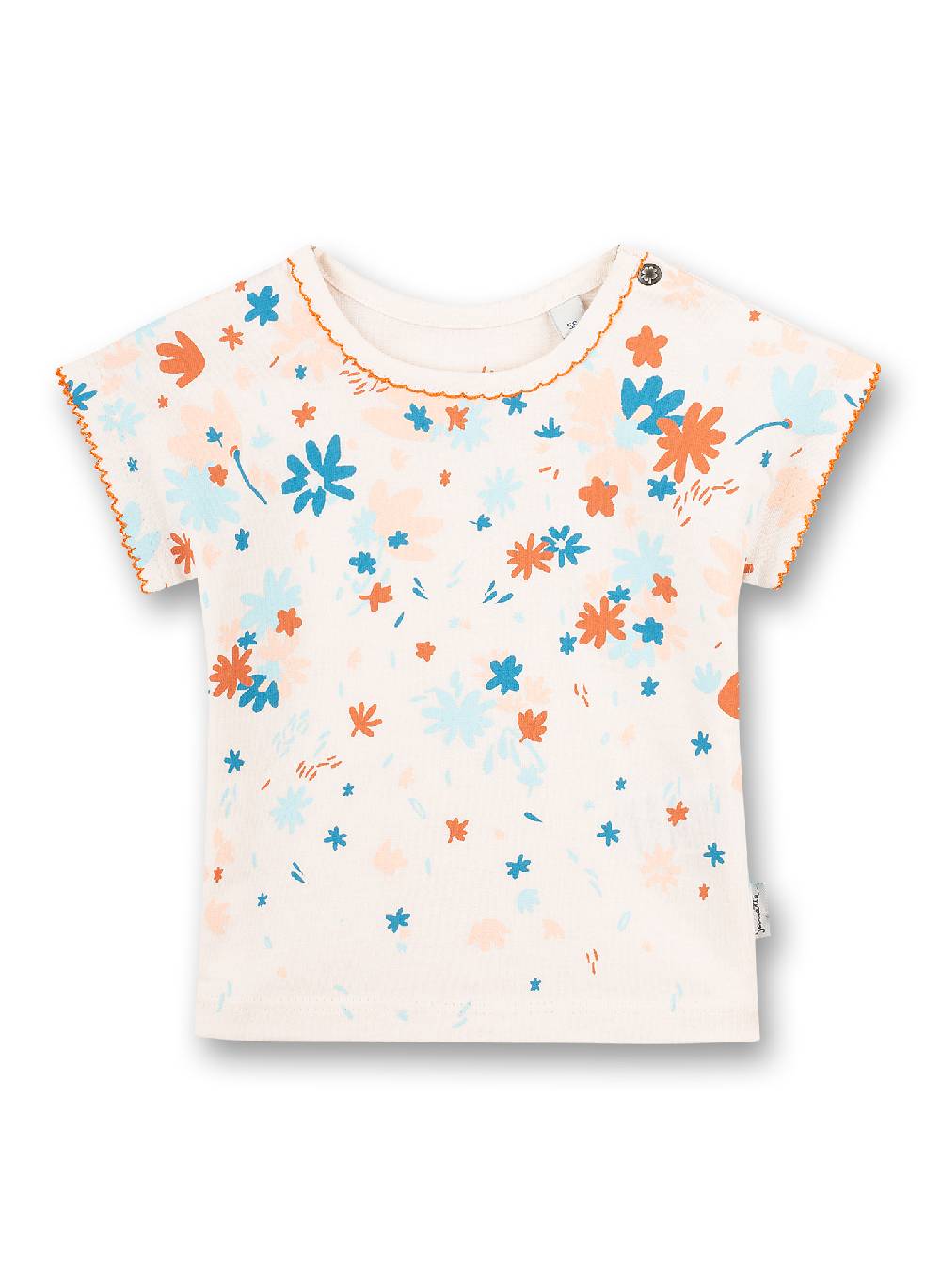 Sanetta Mädchen T-Shirt Weiß Blumen-Allover Kangaroo