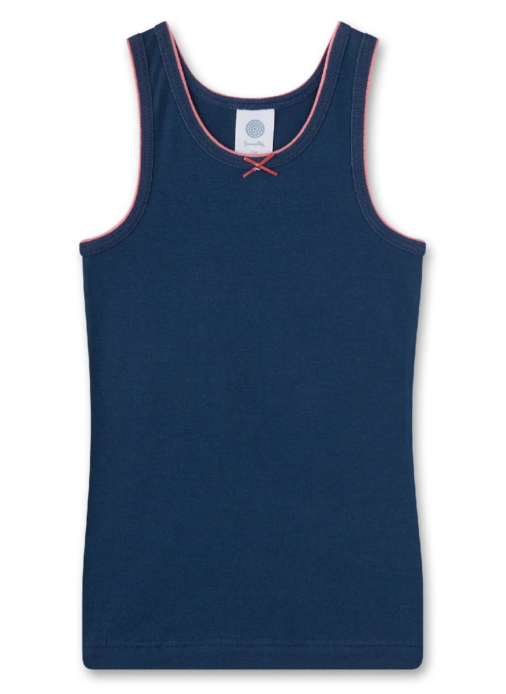 Sanetta Mädchen-Unterhemd (Doppelpack) Dunkelblau & Beige Mit Blumen