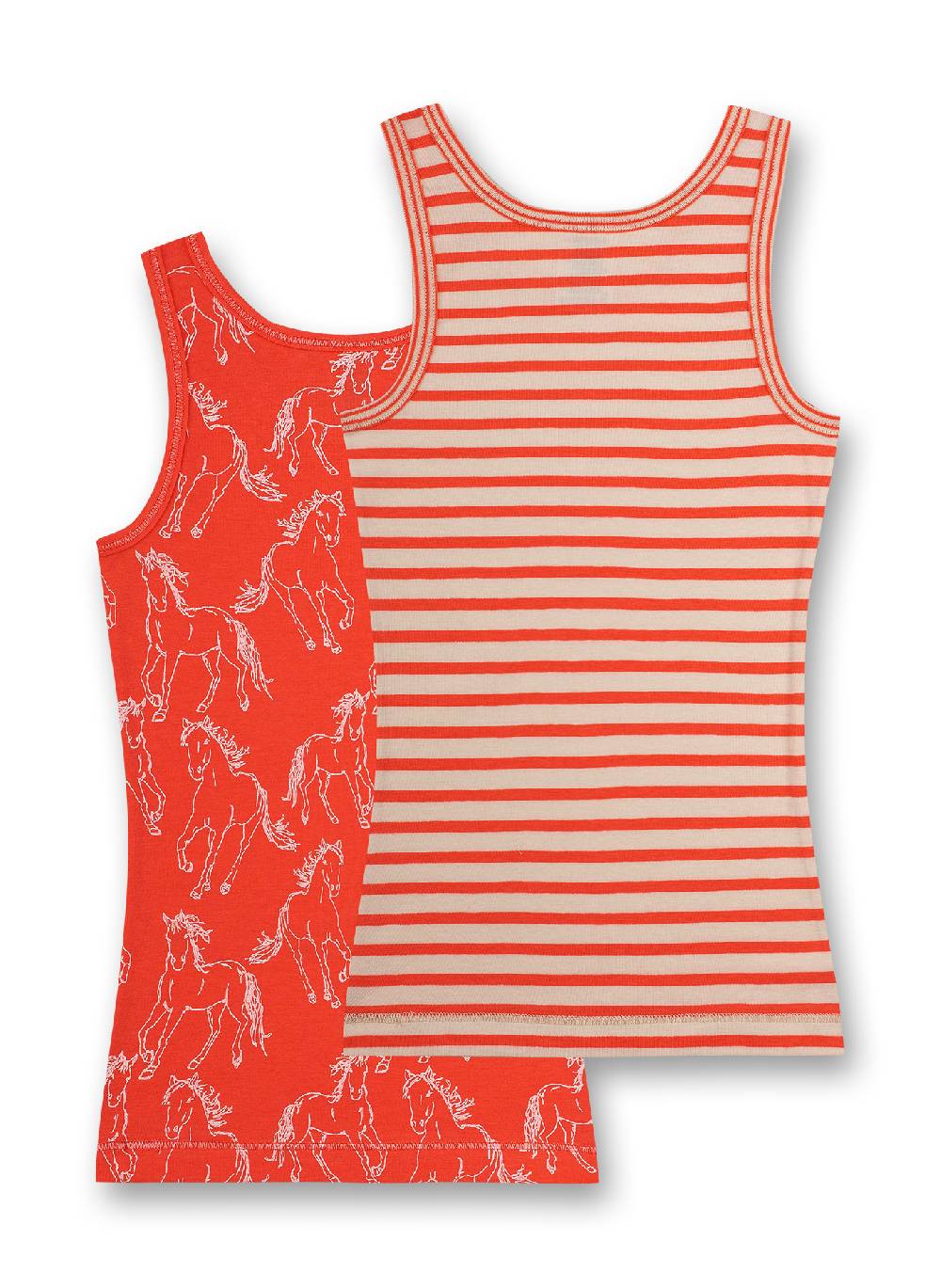 Sanetta Mädchen-Unterhemd (Doppelpack) Orange Und Ringel Flashy Horse