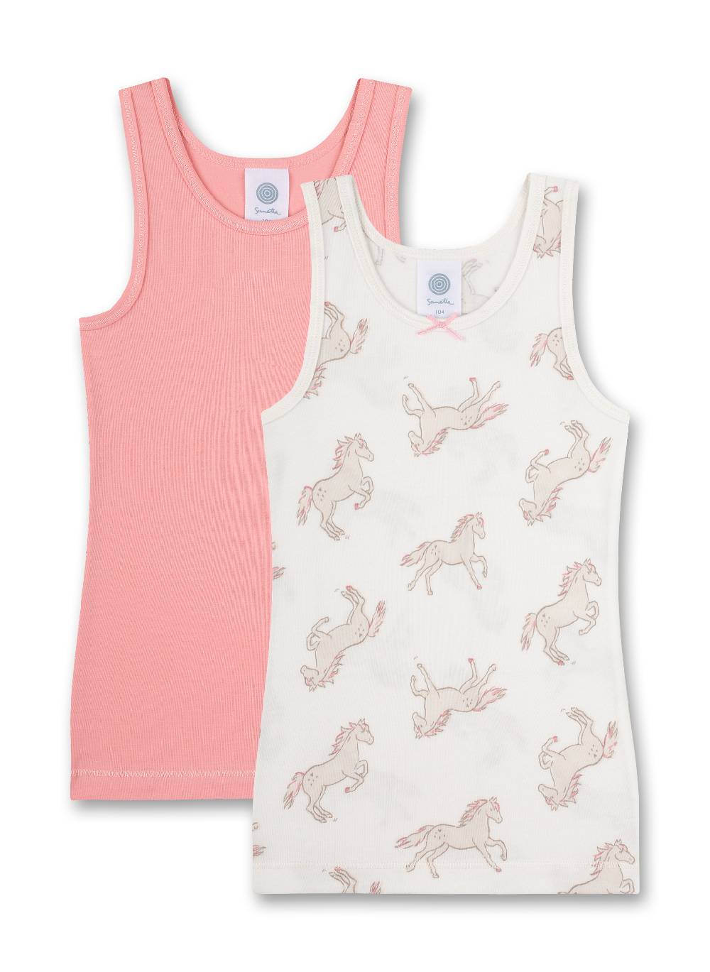 Sanetta Mädchen-Unterhemd (Dopplepack) Off-White und Rosa