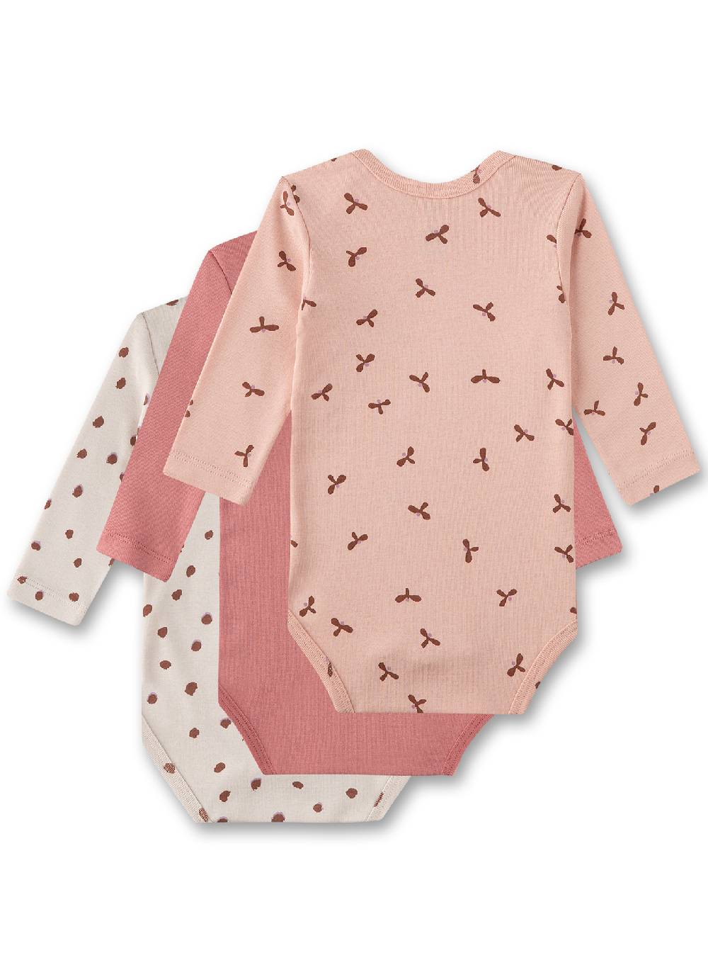 Sanetta Baby-Body Langarm (Dreierpack) Beige