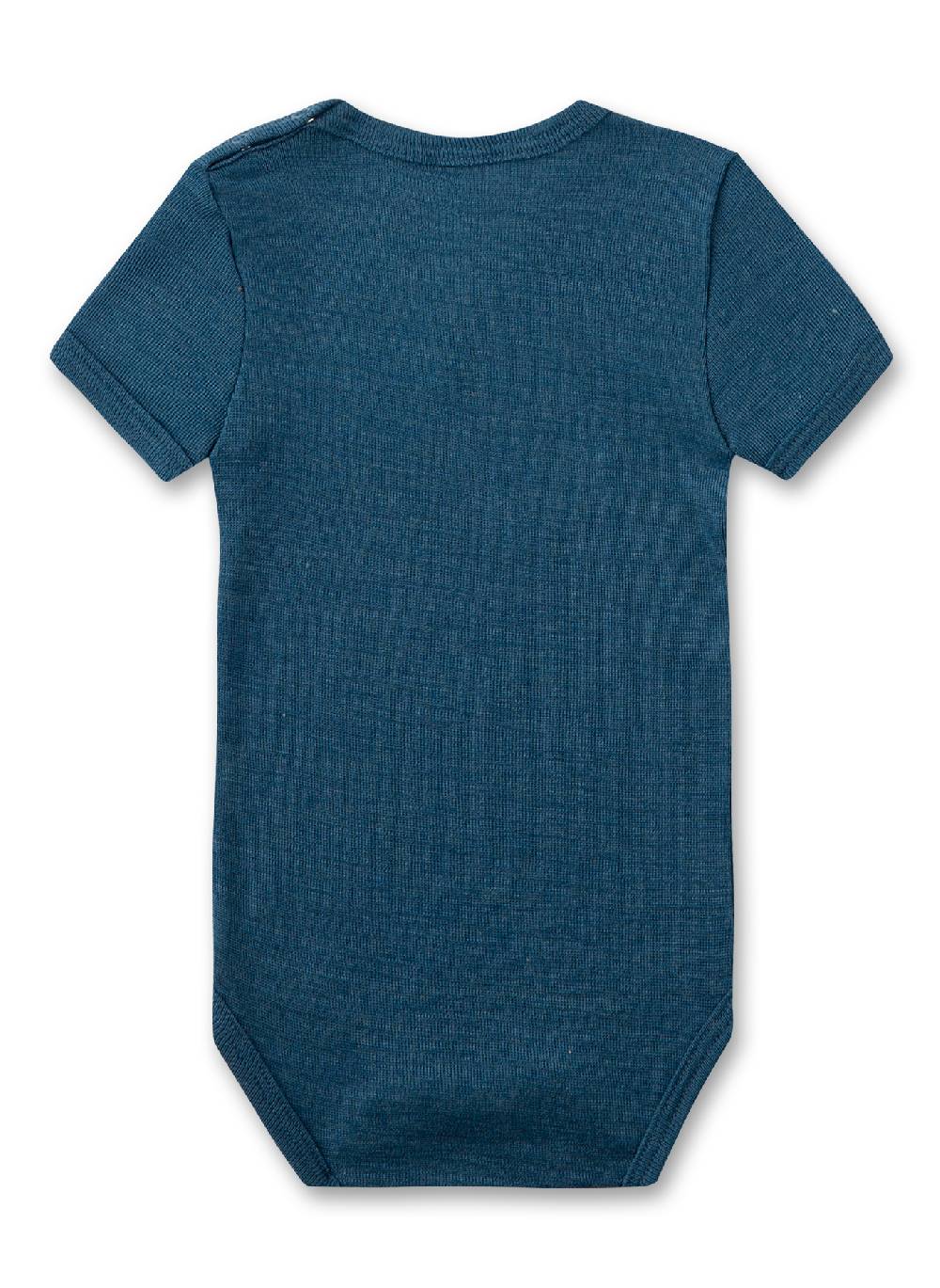 Sanetta Body Kurzarm Blau Aus Merinowolle & Seide