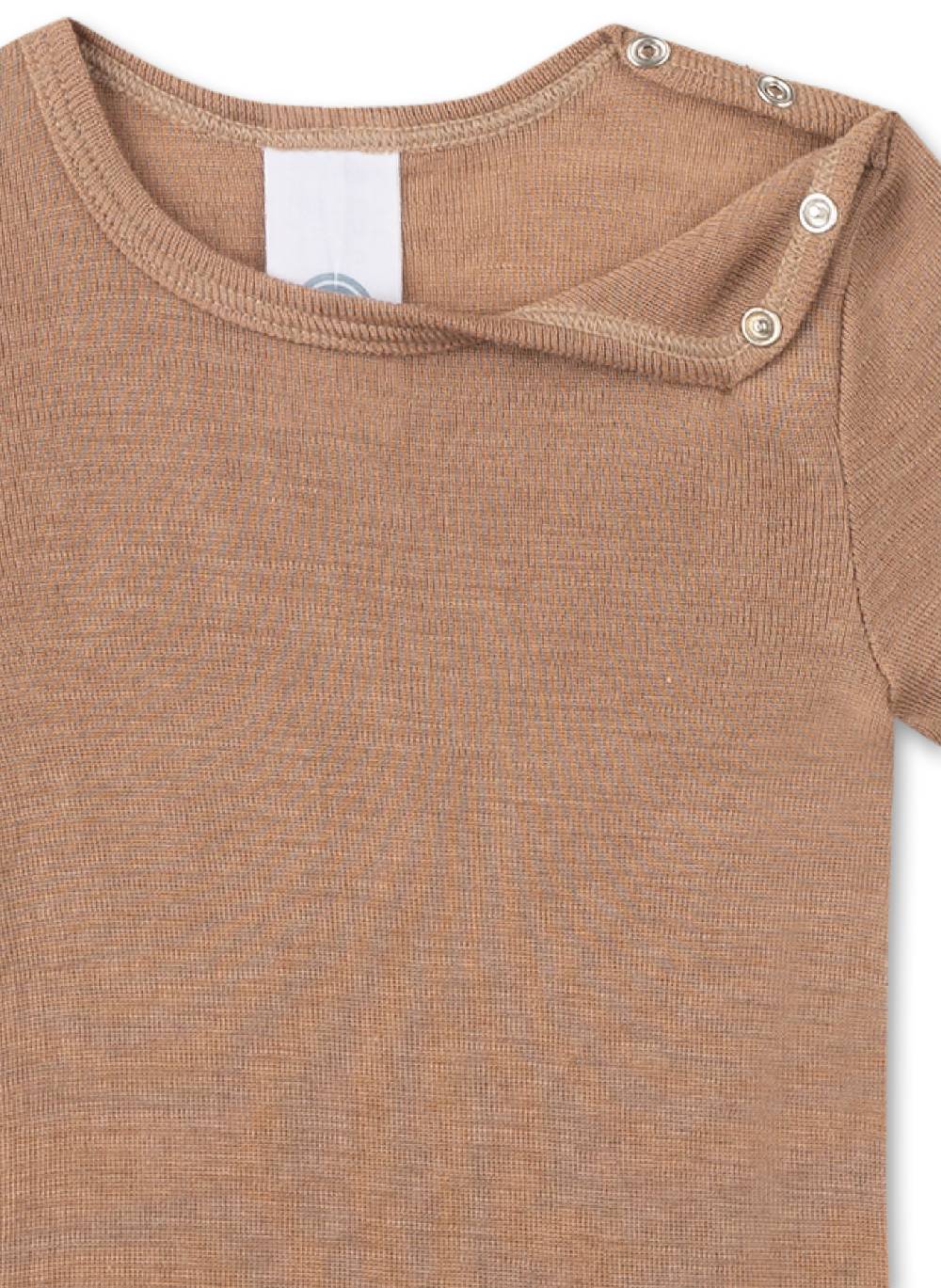 Sanetta Body Kurzarm Braun Aus Wolle & Seide