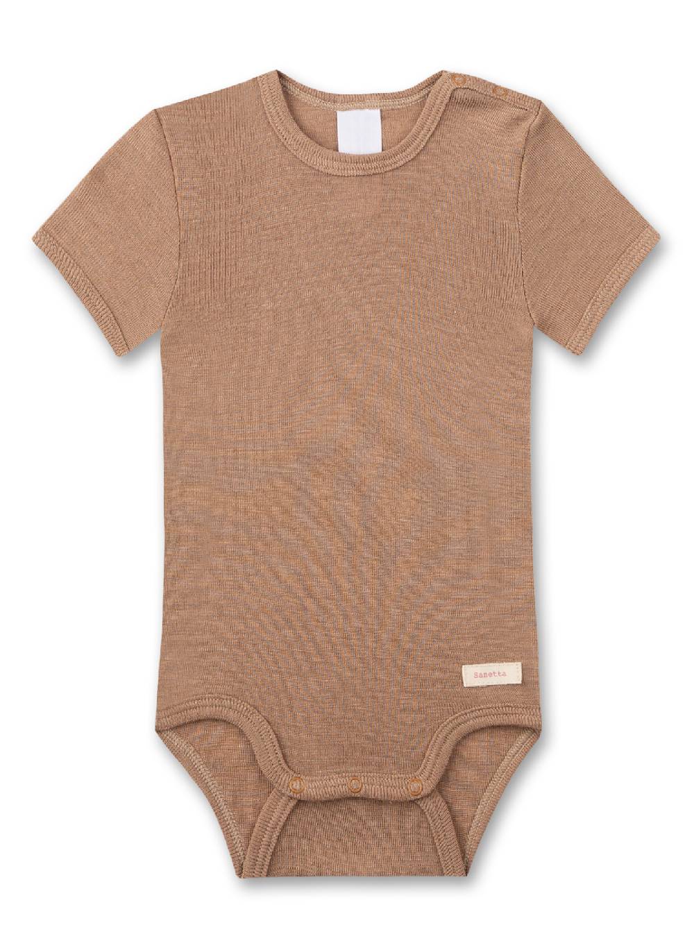 Sanetta Body kurzarm Braun aus Wolle & Seide