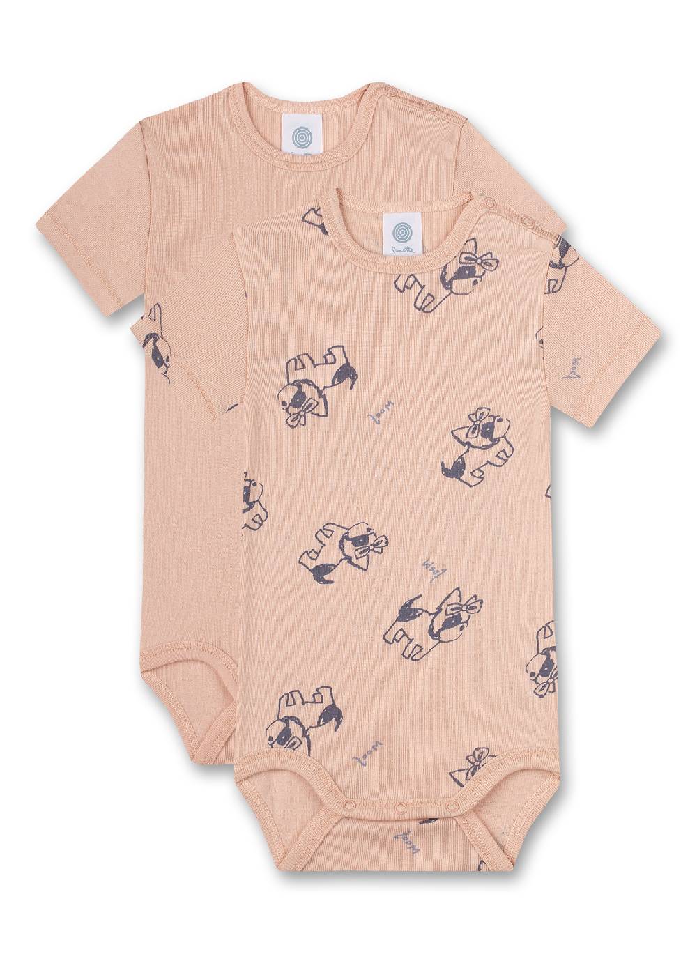 Sanetta Body kurzarm (Doppelpack) Rosa Doodle Dog