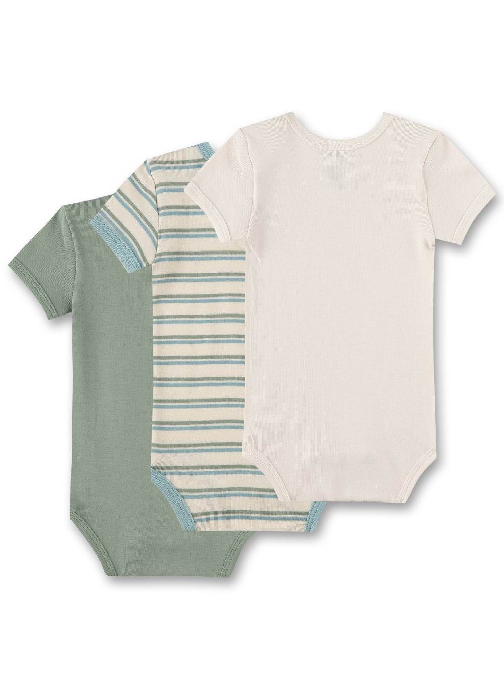 Sanetta Body Kurzarm (Dreierpack) Grün & Beige