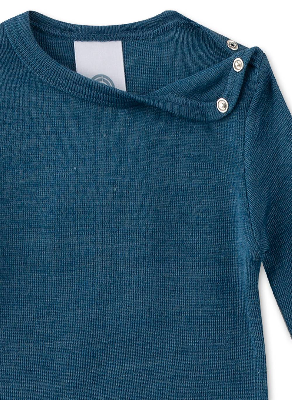 Sanetta Body Langarm Blau Aus Merinowolle & Seide