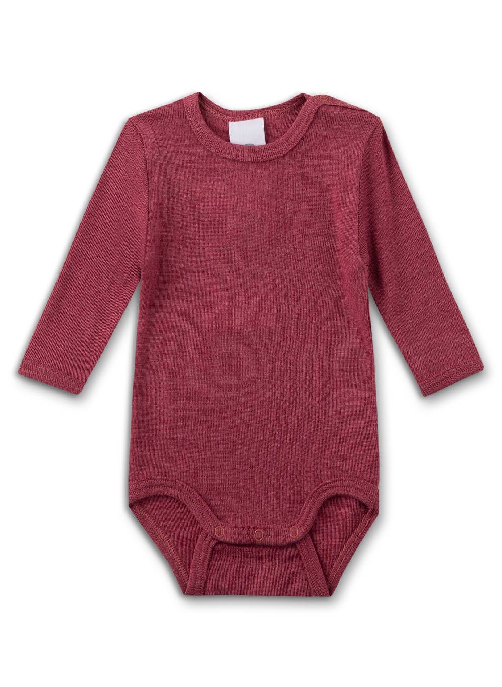 Sanetta Body langarm Rot aus Merino-Wolle & Seide