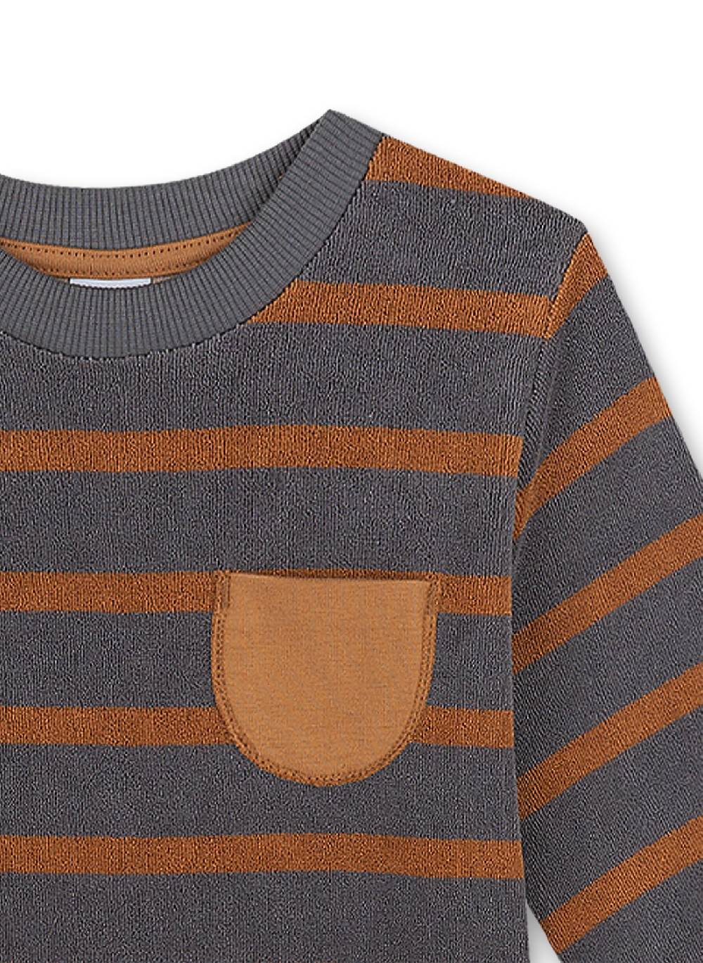 Sanetta Jungen-Schlafanzug Dunkelgrau Ringel Bear